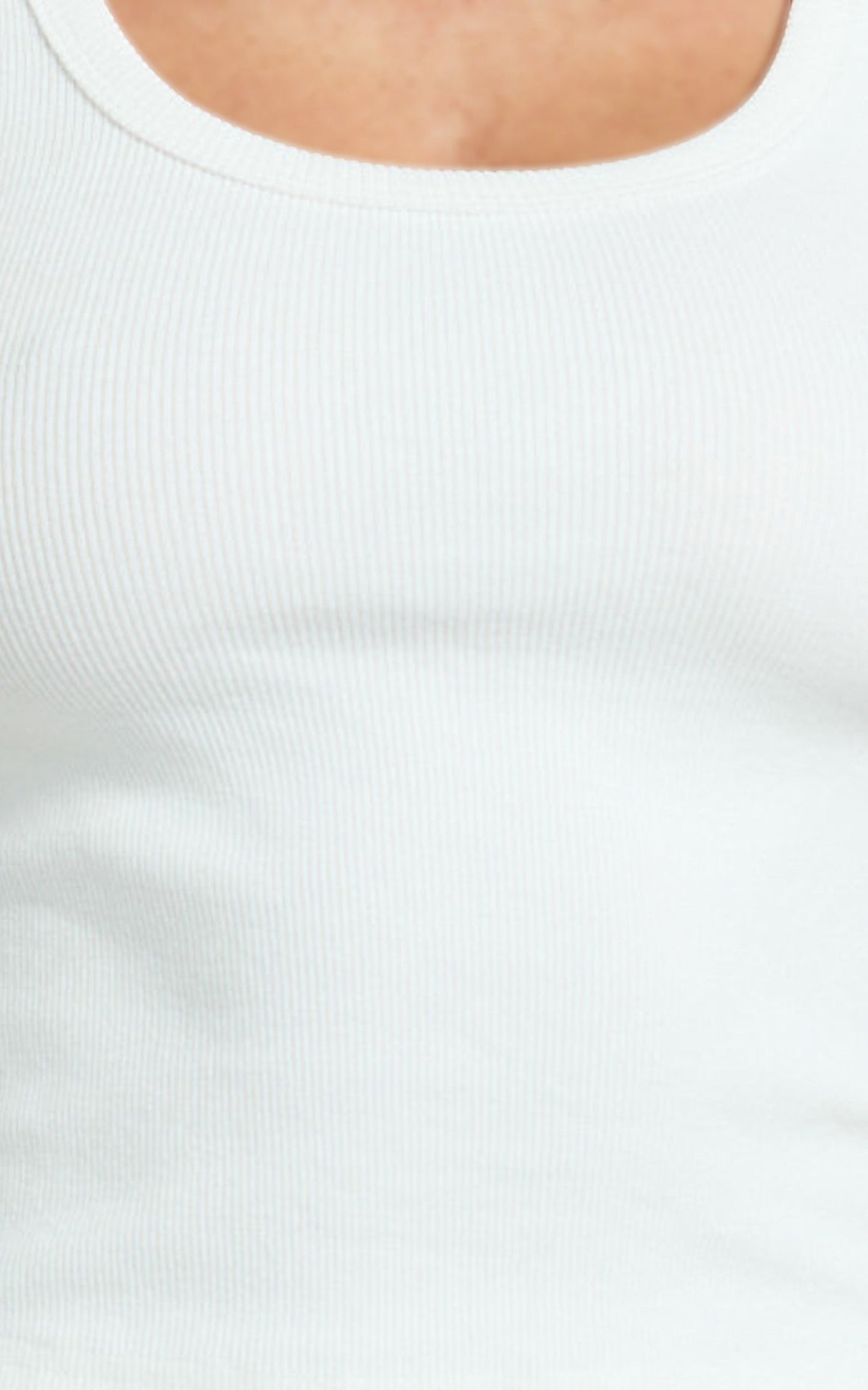 Elani Top - Scoop Neck Rib Tank Top in White