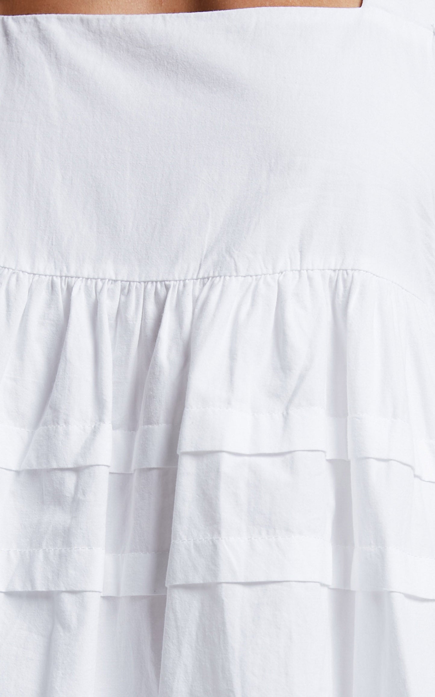 Eleua Mini Dress - Pintuck Short Puff Sleeve Dress in White