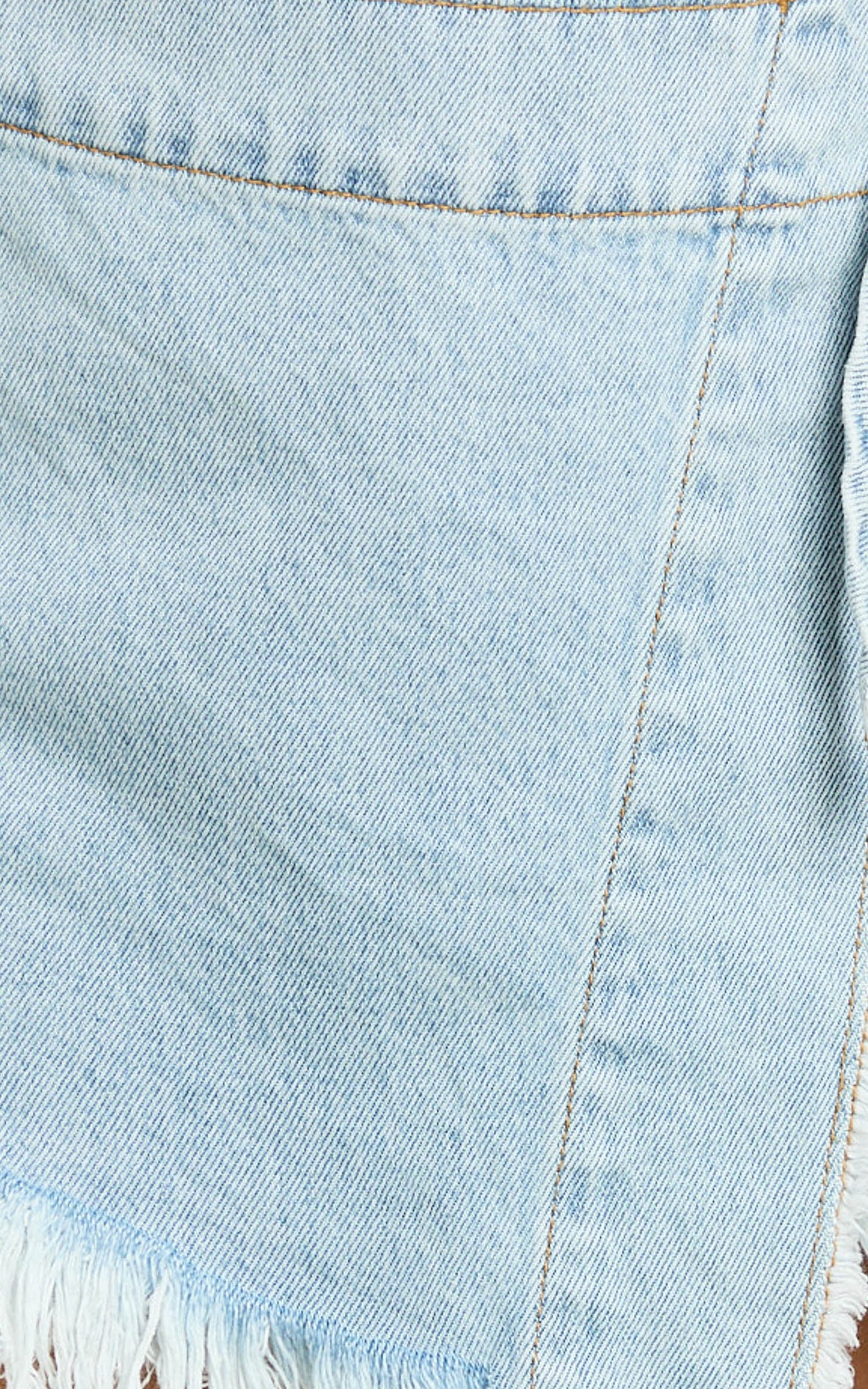 Ellyza Skort - Recycled Cotton Frayed Edge Wrap Denim Skort in Mid Blue Wash