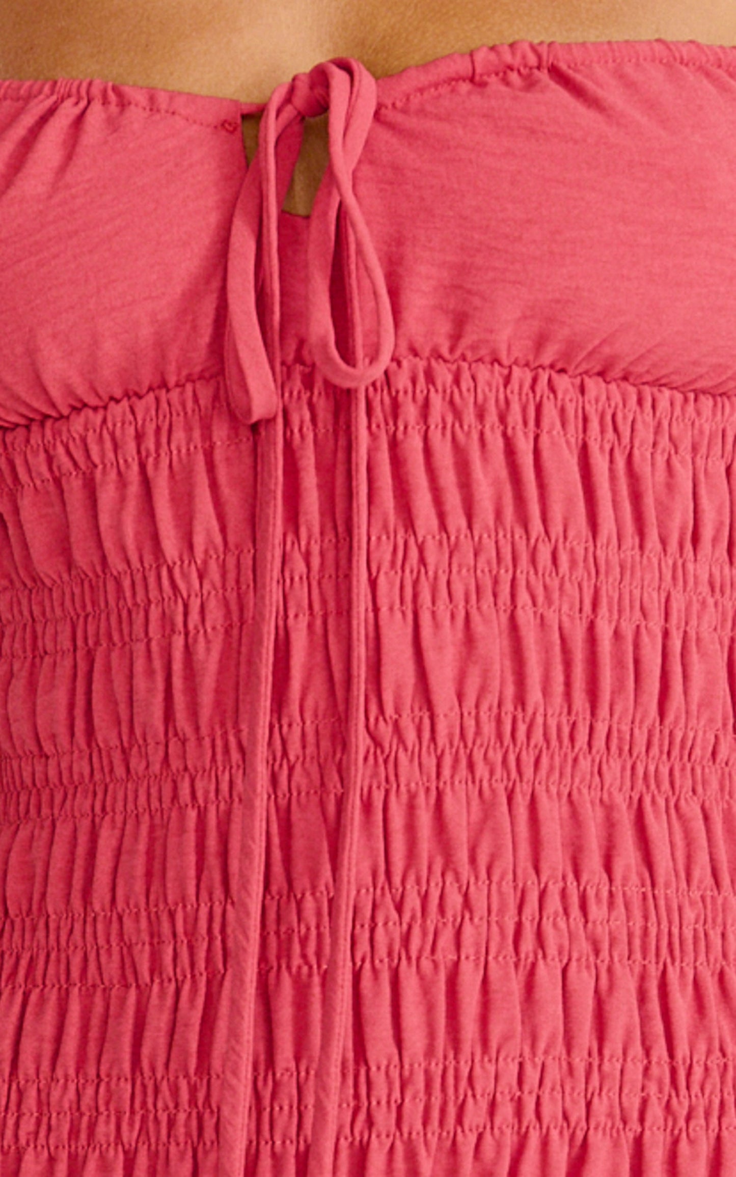 Eloise Midi Dress - Shirred Bodice Split Leg A Line Dress in Rose