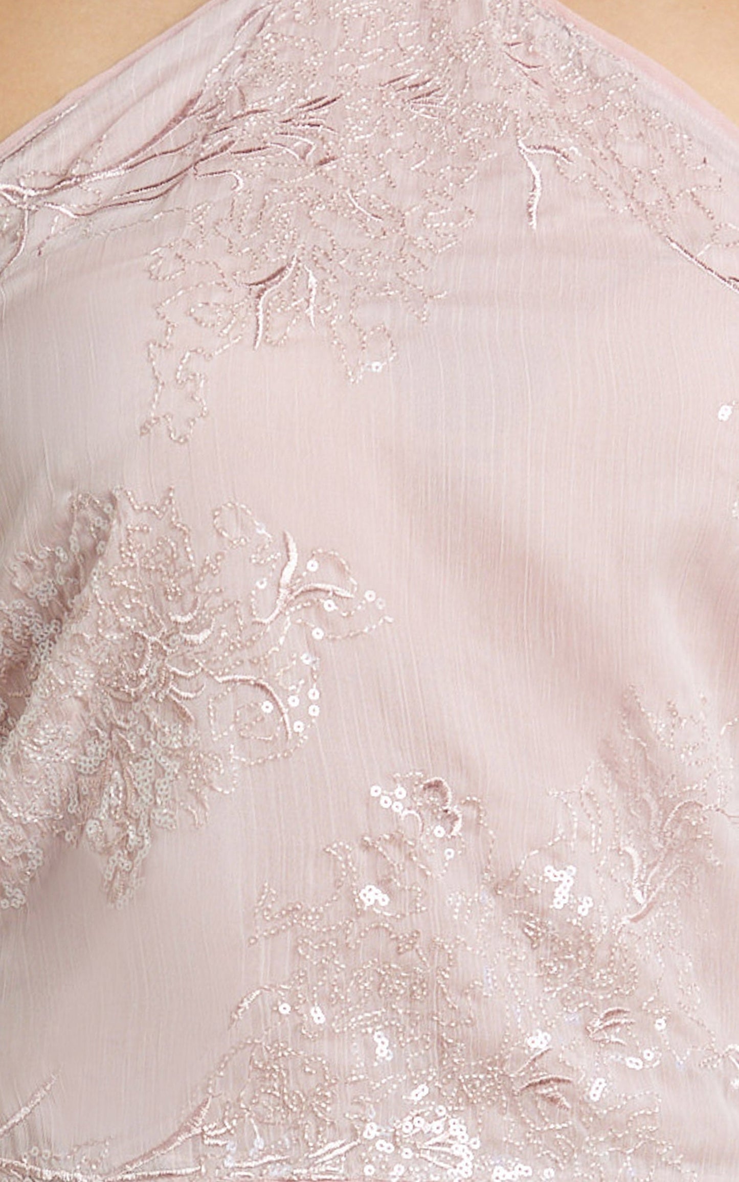 Elysia Top - Sequin Halter Tie Back Top in Pale Pink