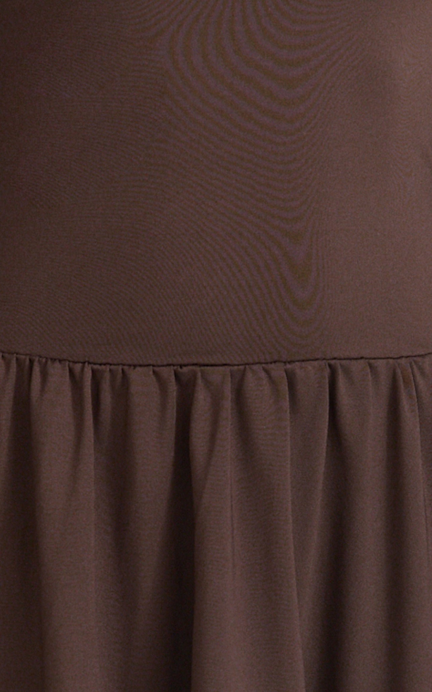 Estelle Mini Dress - Off Shoulder Long Sleeve Drop Waist Dress in Dark Chocolate