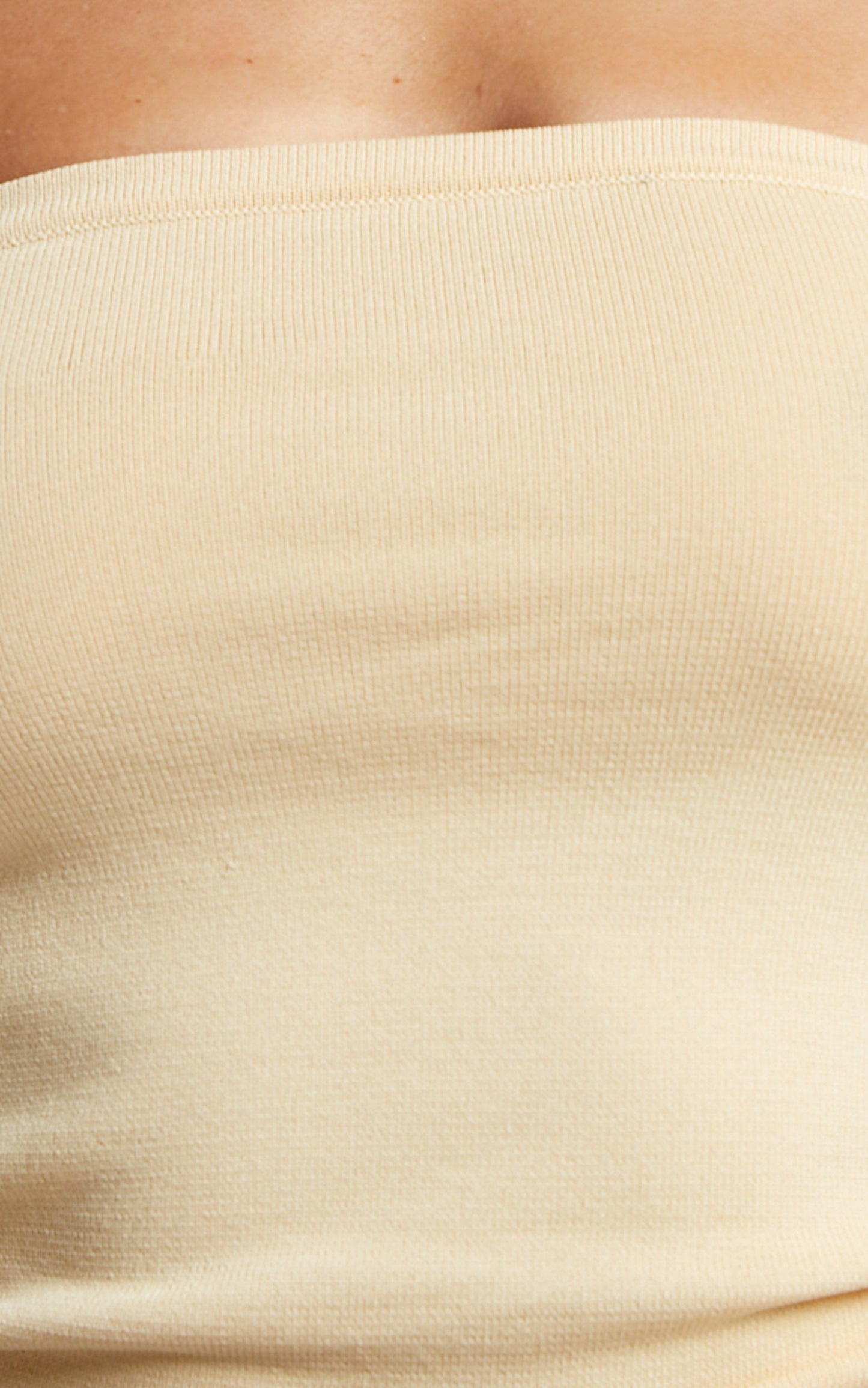 Ethan Top - Strapless Knit Top in Sand