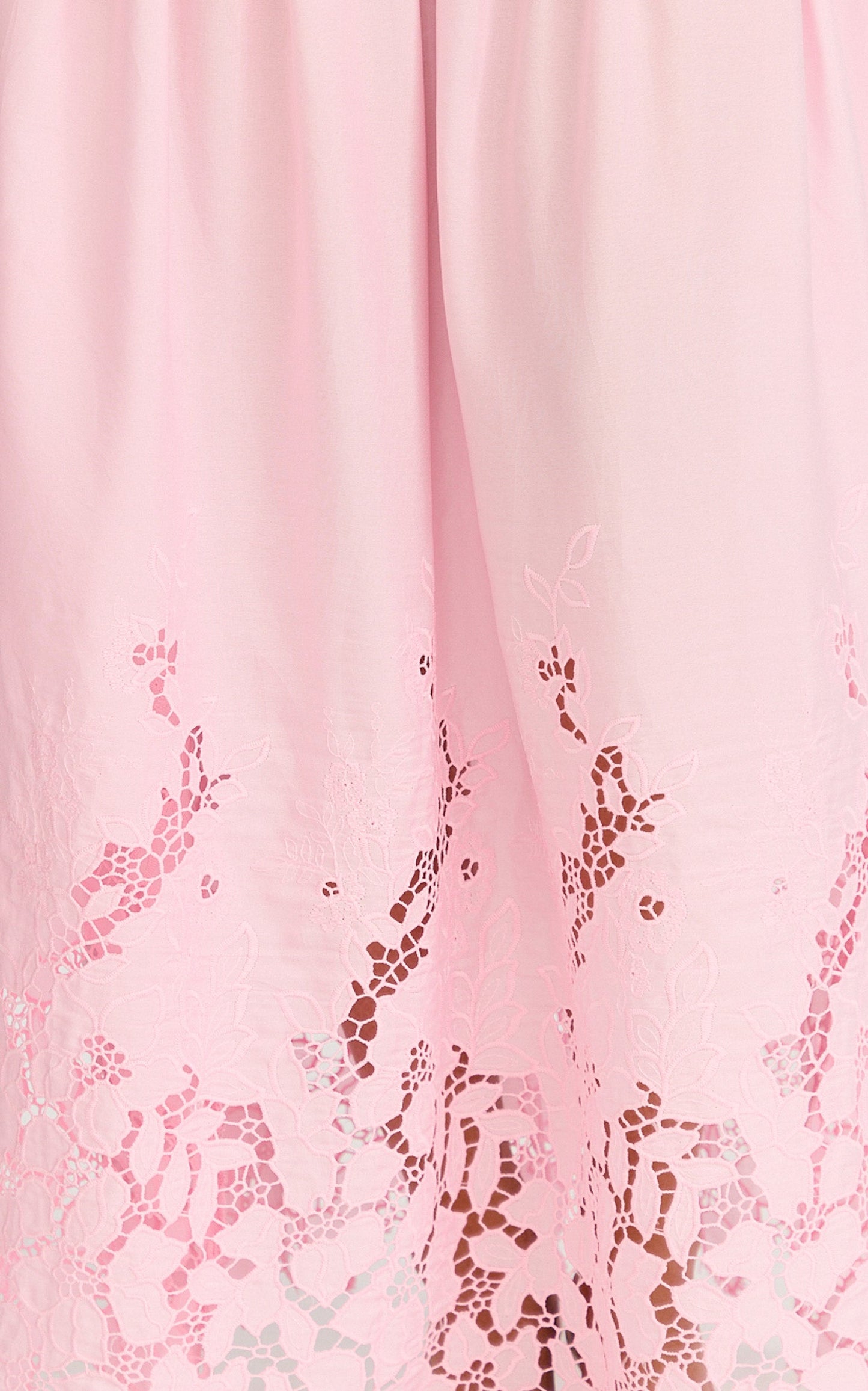 Everly Maxi Dress - Straight Neck Broderie Cut Out Hem Dress in Pink