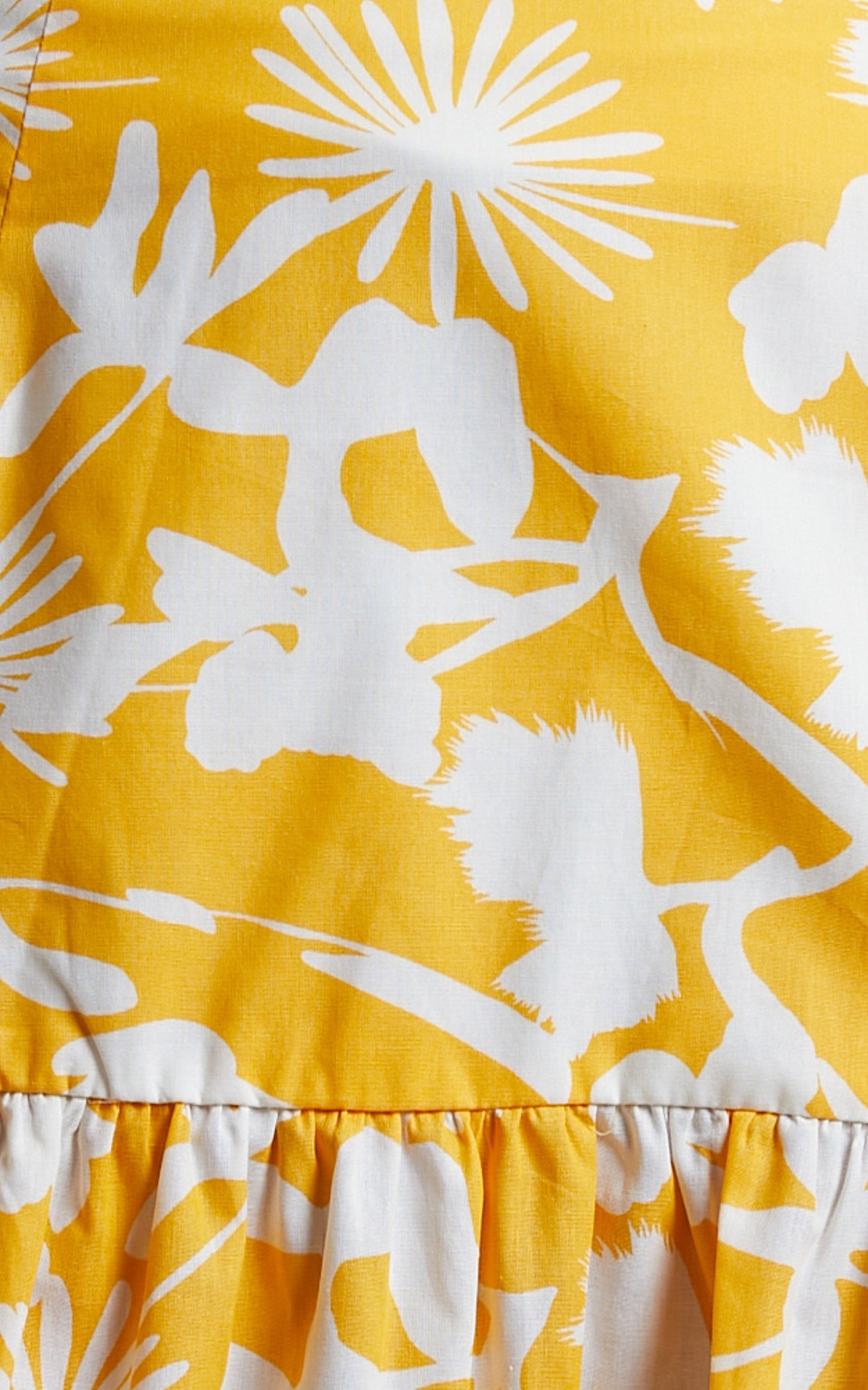 Evita Midi Skirt - Drop Waist Thigh Split Tiered Skirt in Yellow Floral