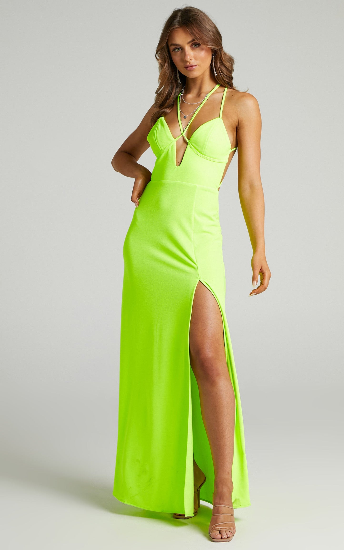 Evnika Midi Dress - Strappy Dress with Low Back in Green