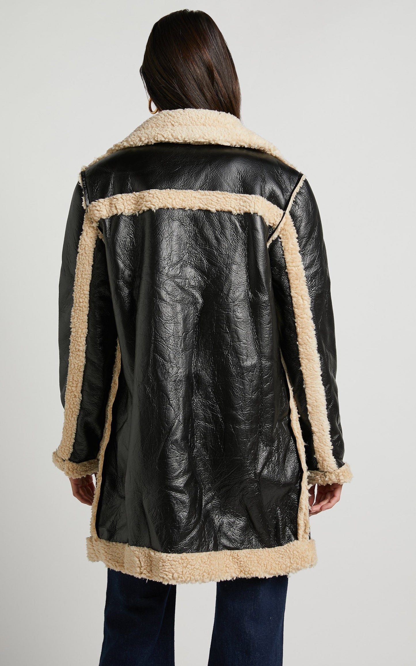Ezra Jacket - Shearling Aviator Jacket in Black