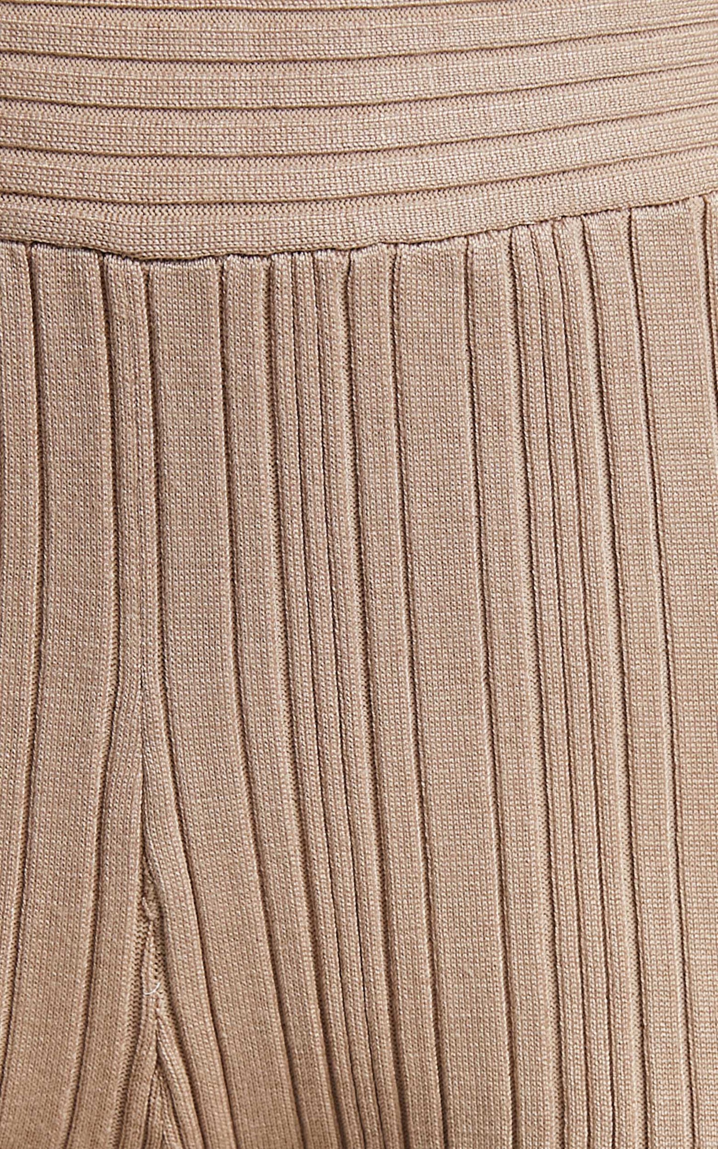 Farhana Two Piece Set - Knit Bralette Top and Bell Bottom Pants Set in Beige