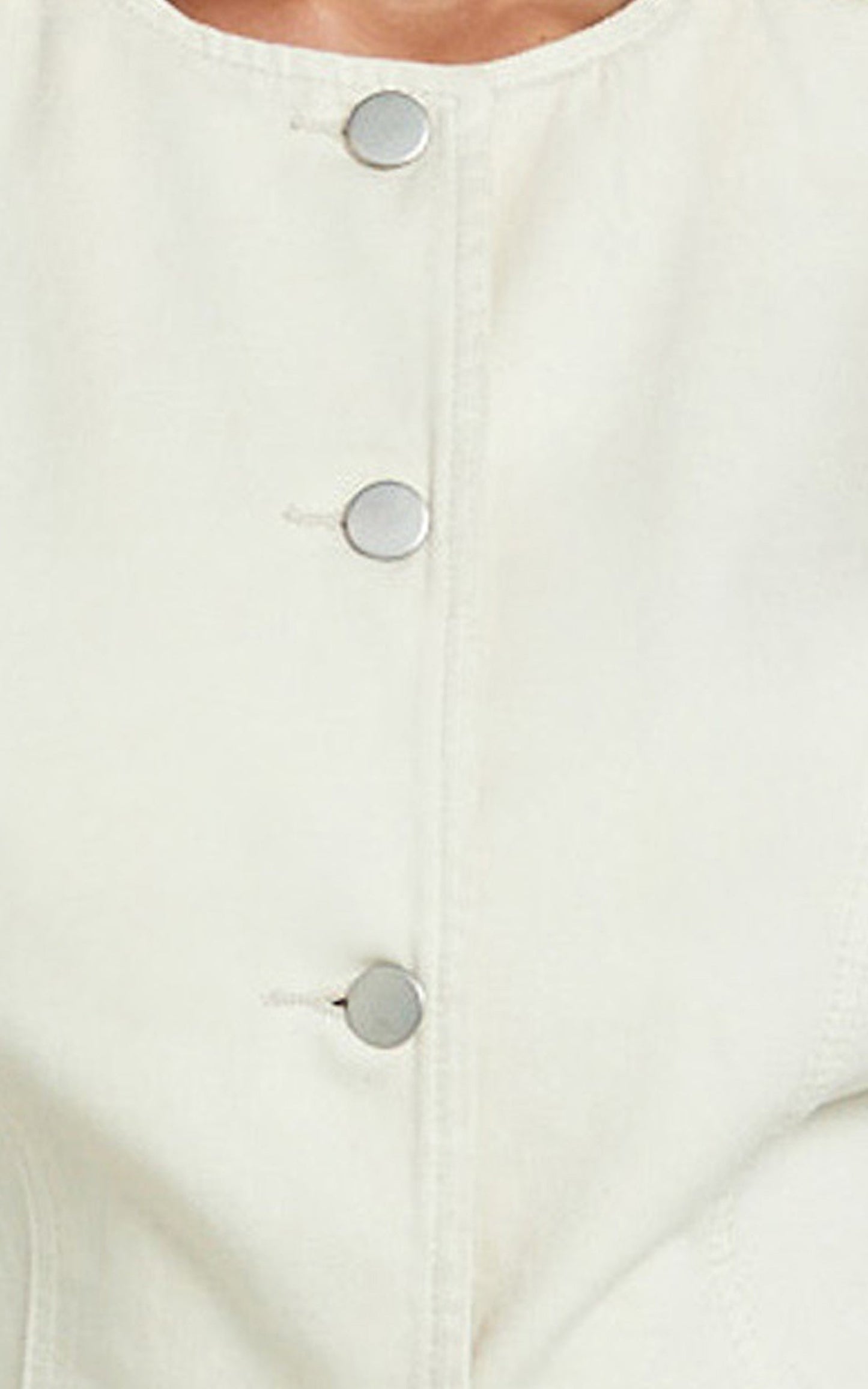 Rhianna Top - Button Down Longline Recycled Denim Vest Top in Ecru