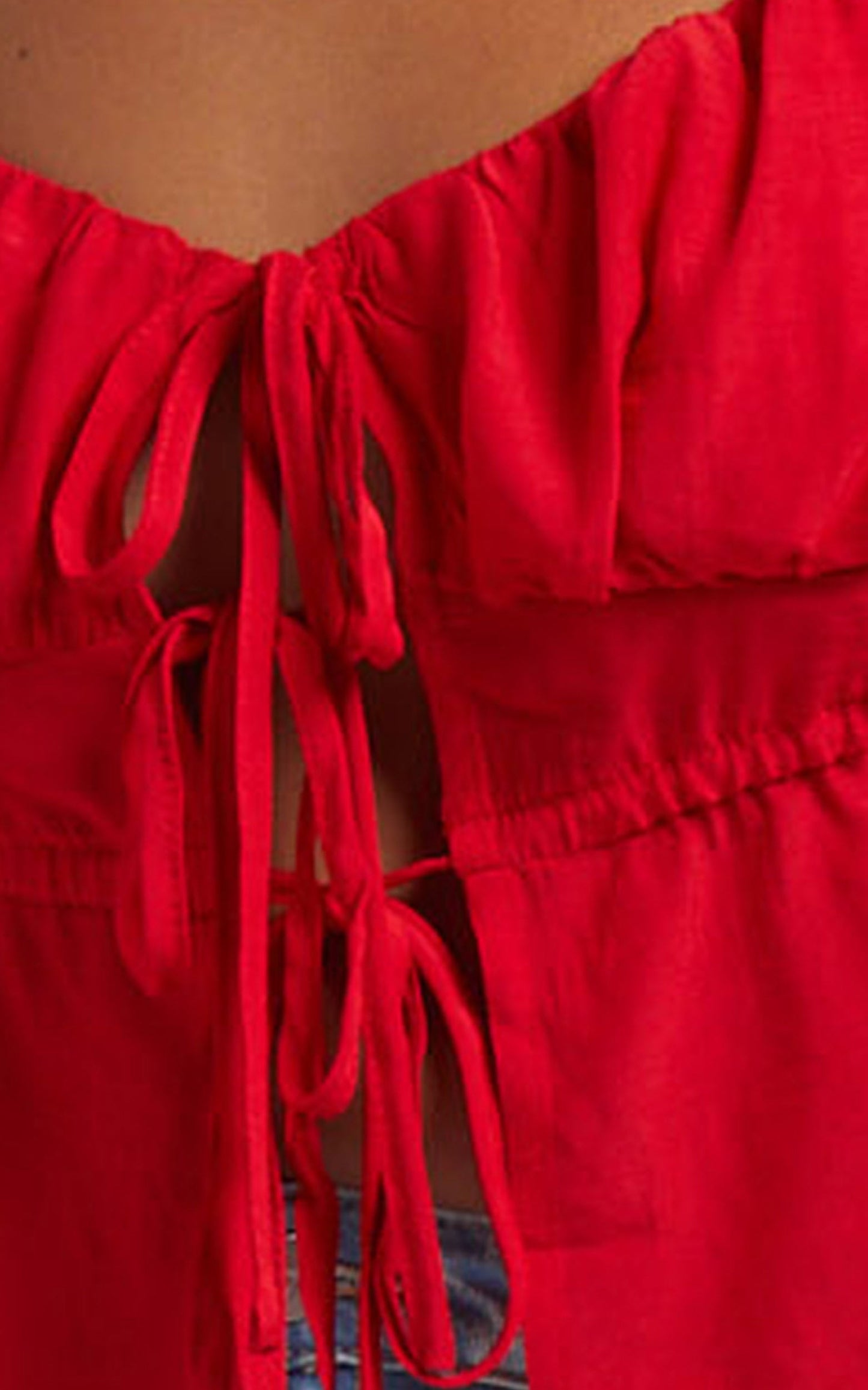 Nadine Top - Long Sleeve Ruched Bust Top in Red