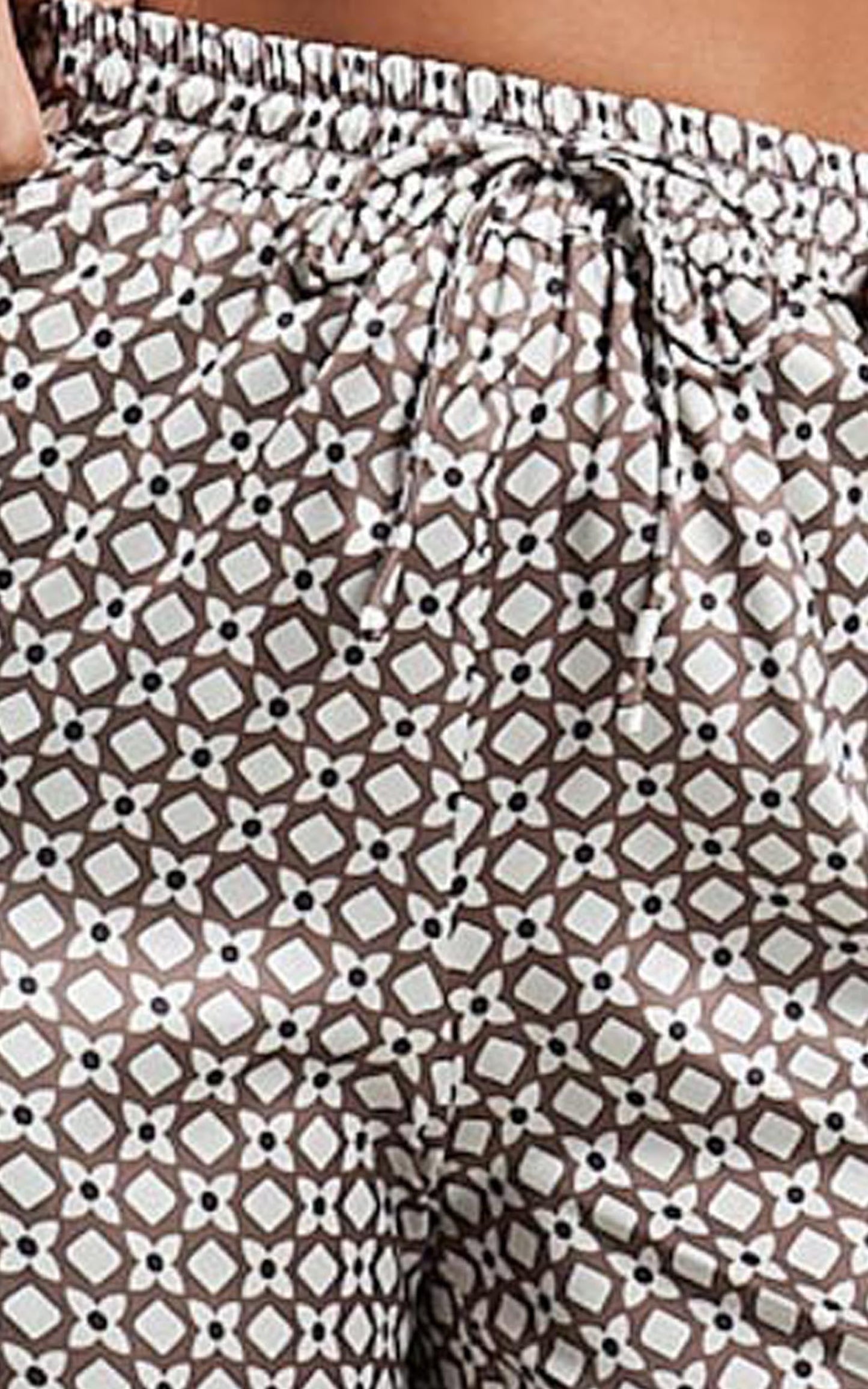 Rosetti Pants - Mid Waisted Elastic Waist Relaxed Pants in Tessara Geometric Print