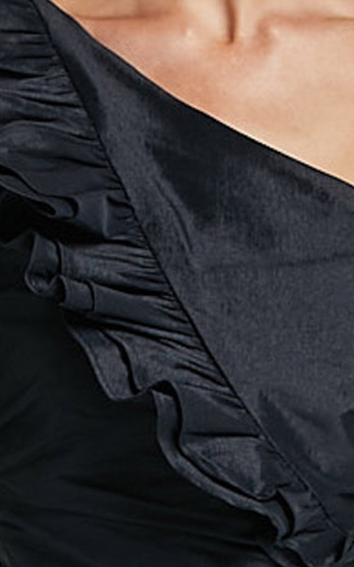 Kirby Top - One Shoulder Frill Top in Black