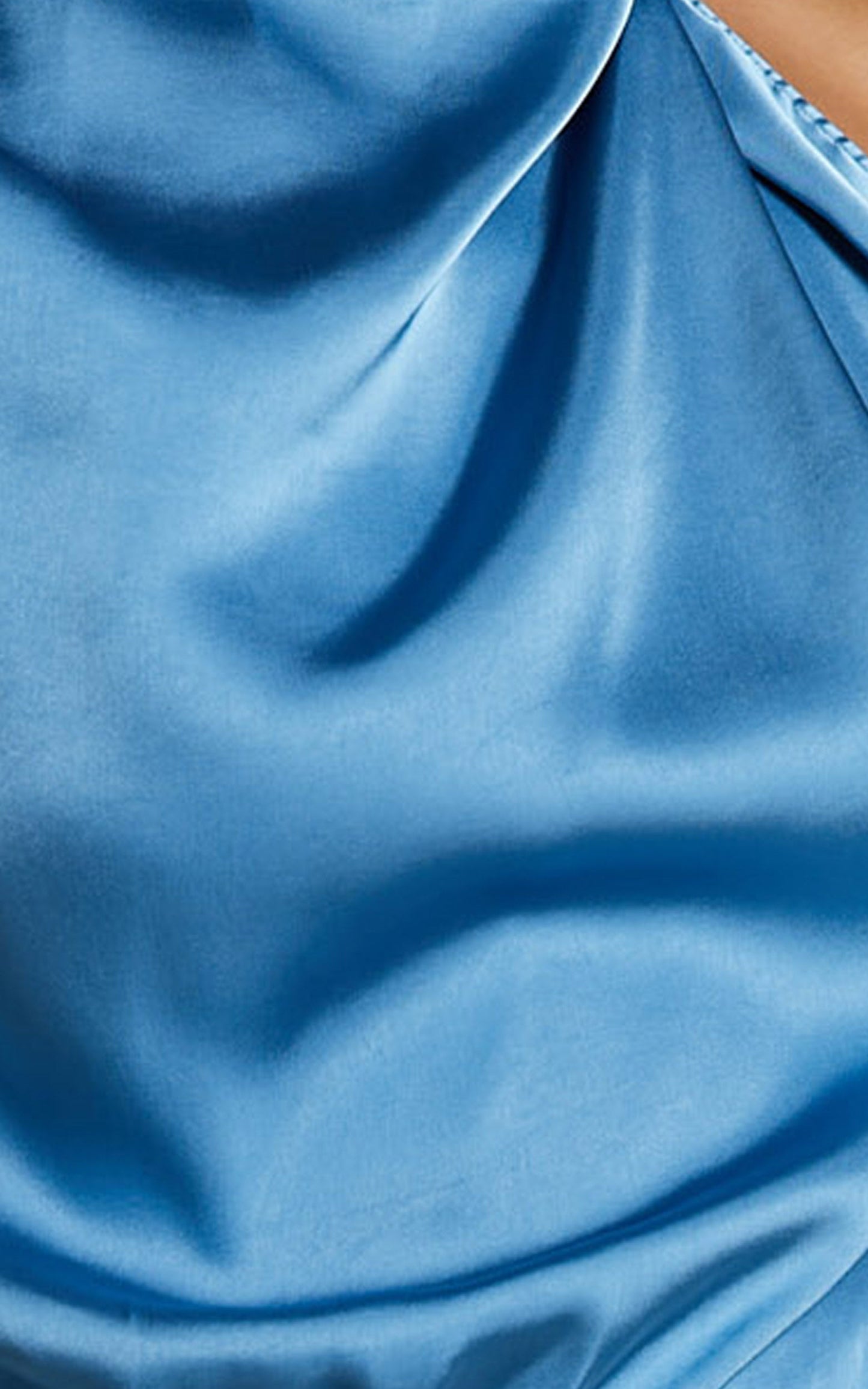 Posie Mini Dress - High Neck Drape Detail Dress in Steel Blue
