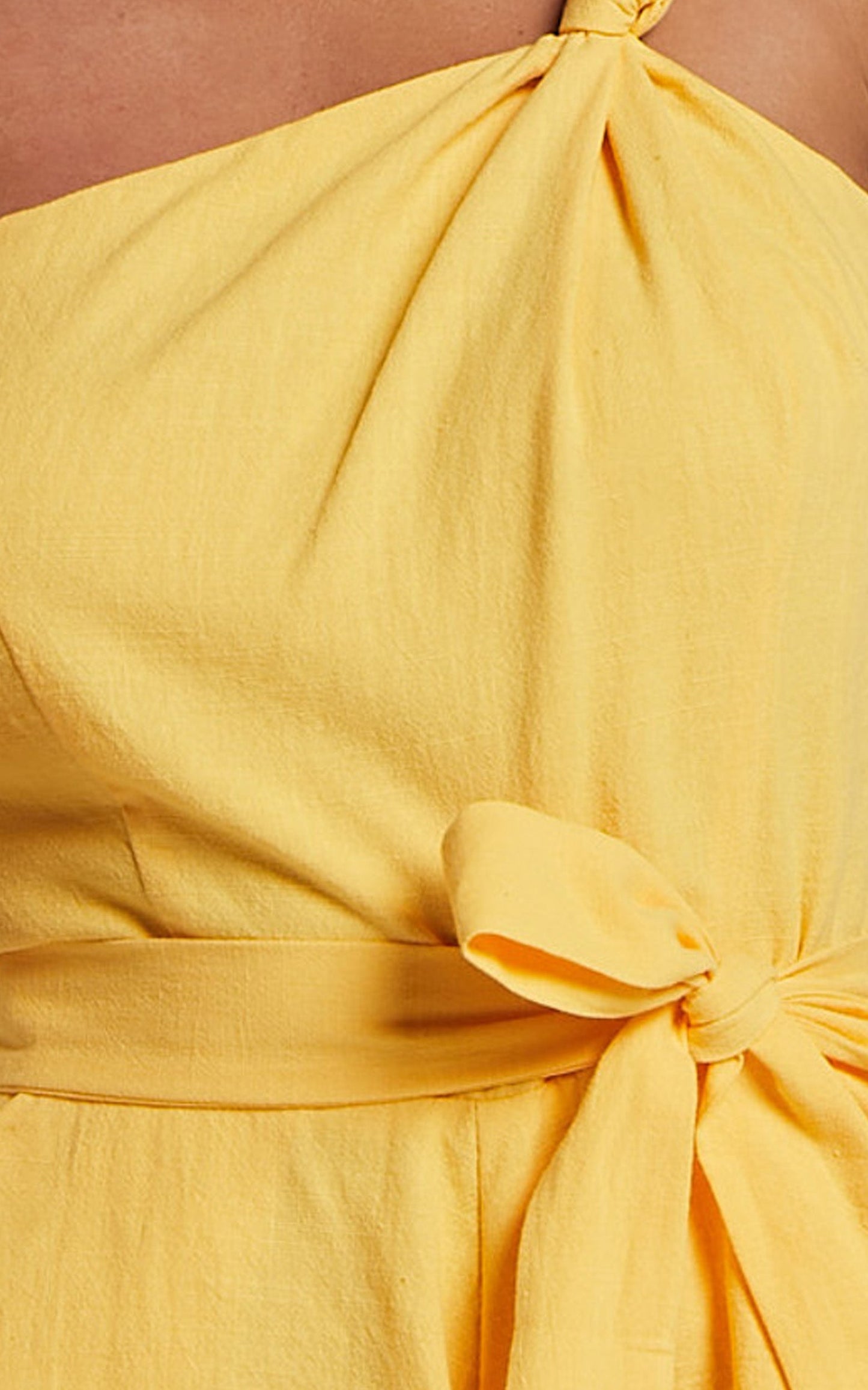 Liliosa Playsuit - One Shoulder Knot Detail Playsuit in Mango