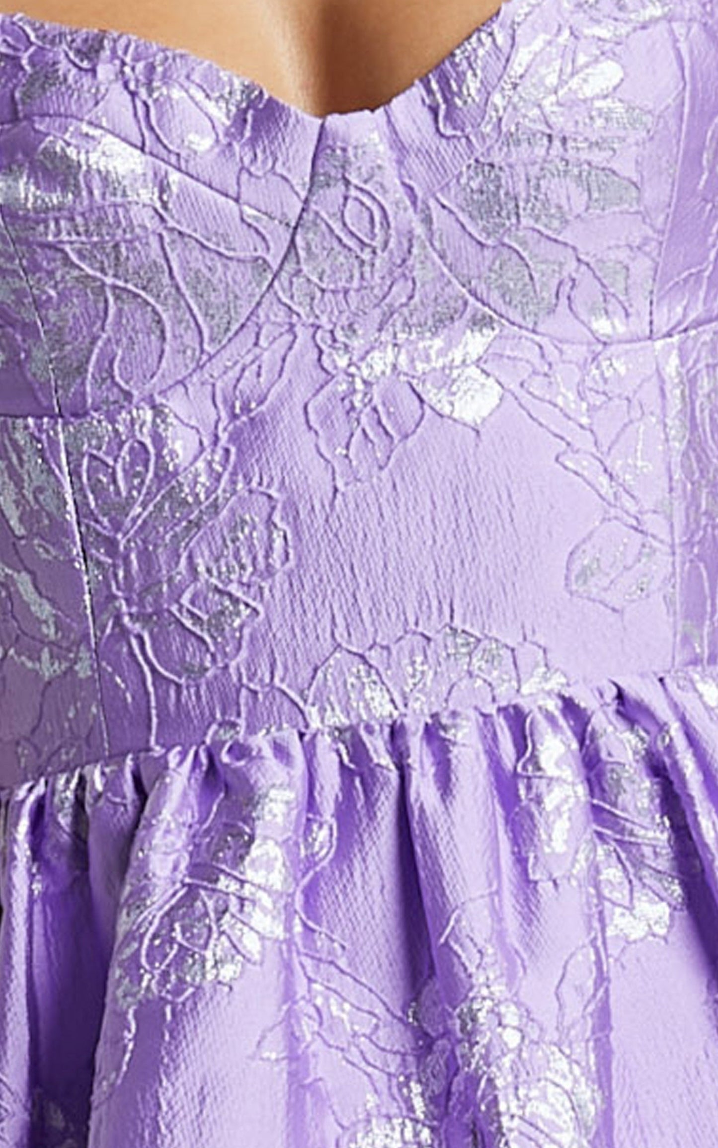 Nikkita Mini Dress - Shoulder Tie Bustier Tiered Dress in Purple