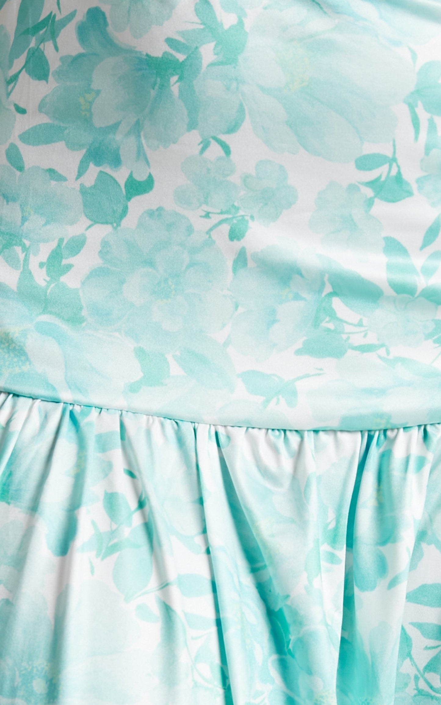 Fabrizia Micro Crop Full Skirt Two Piece Set in Aqua Floral