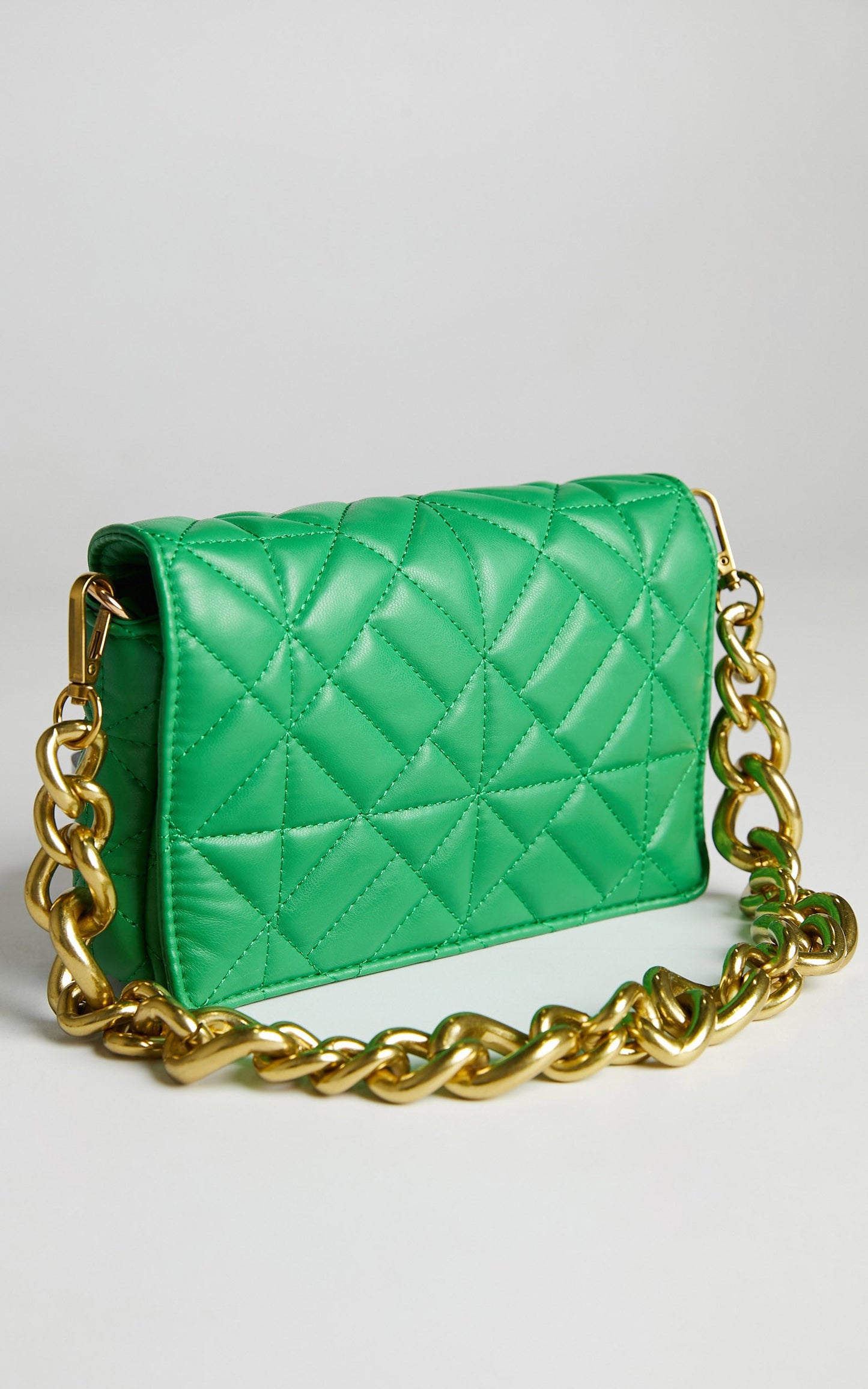 Francine Quilted Shoulder Bag in Green