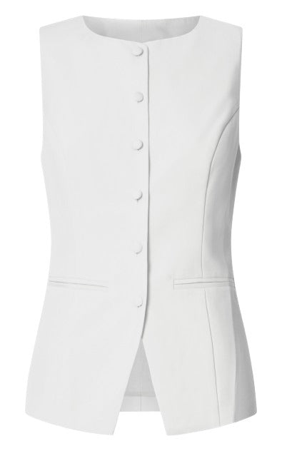 Desi Top - Longline Crew Neck Vest Top in Warm White