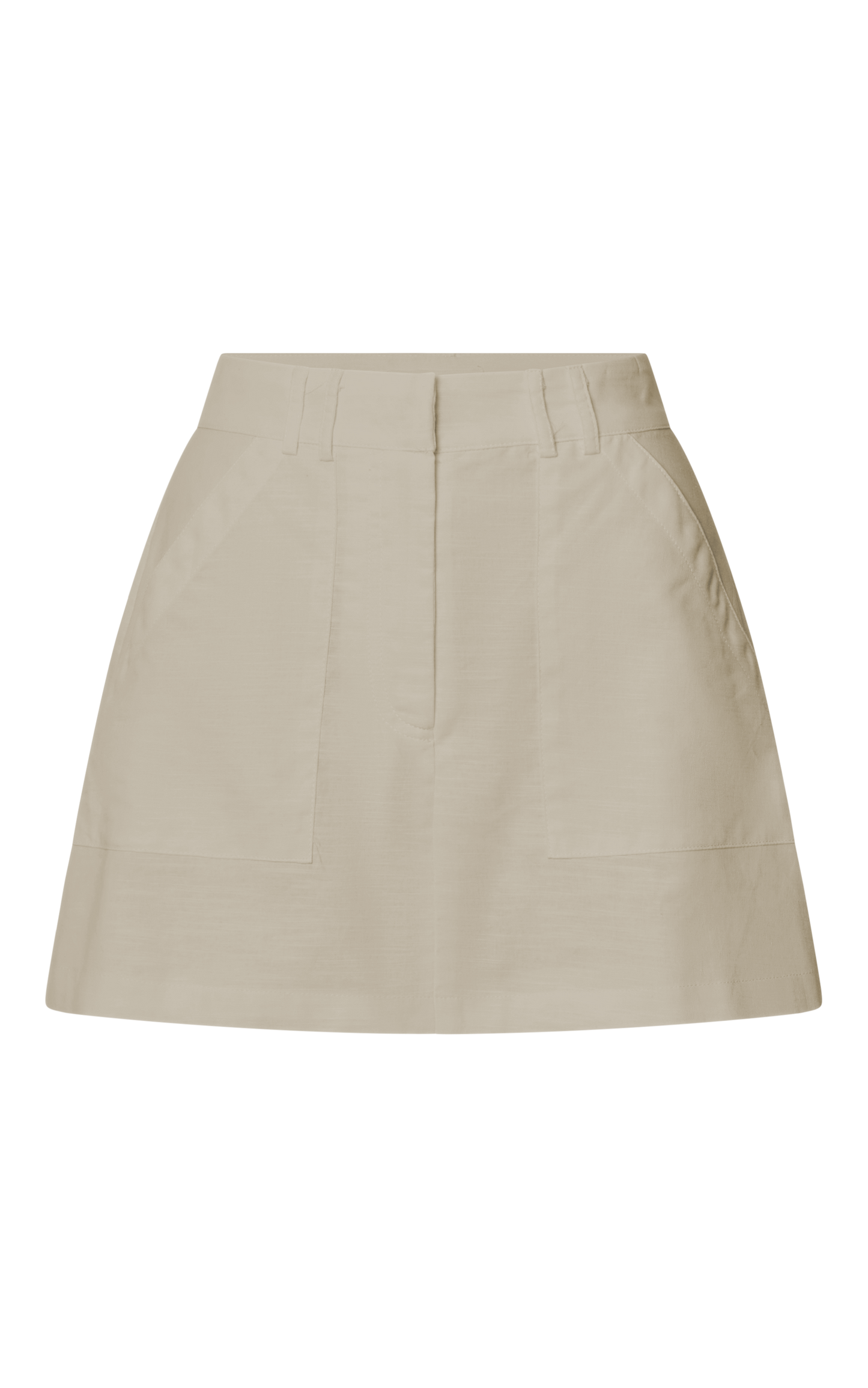 Dream Linen Blend Skort - High Waisted A Line Skort in Natural