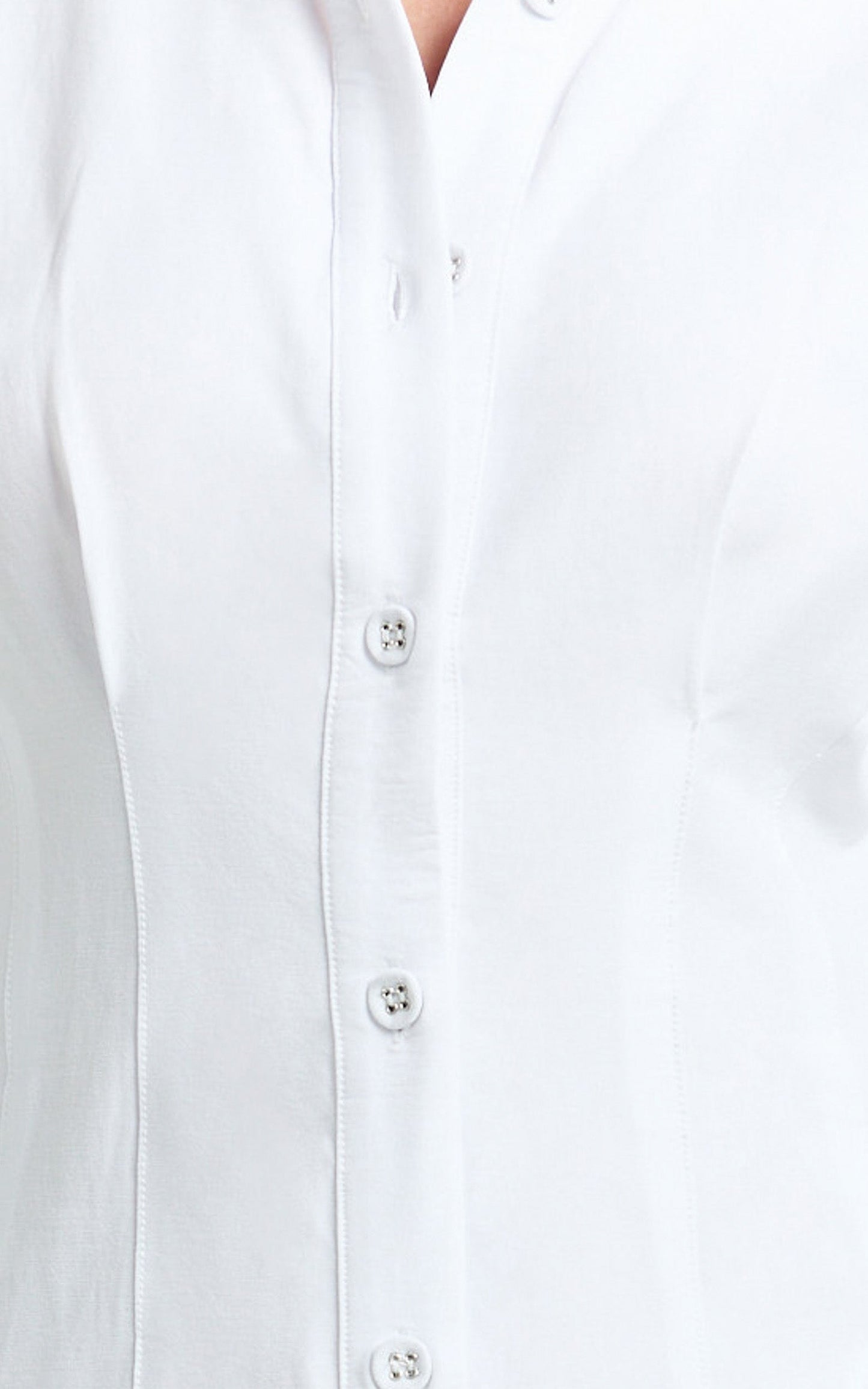 Genevieve Midi Dress - Slim Shirt Dress in White