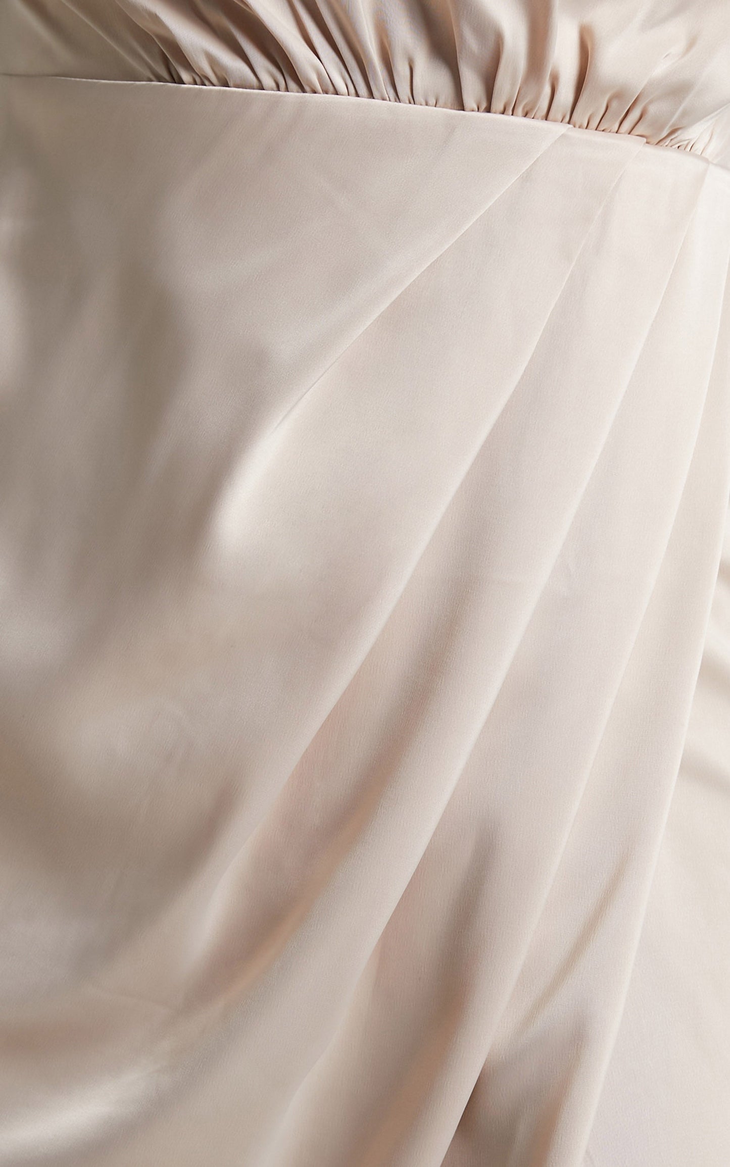 Genoise Midi Dress - One Shoulder Draped Asymmetric Satin Dress in Pink Champagne