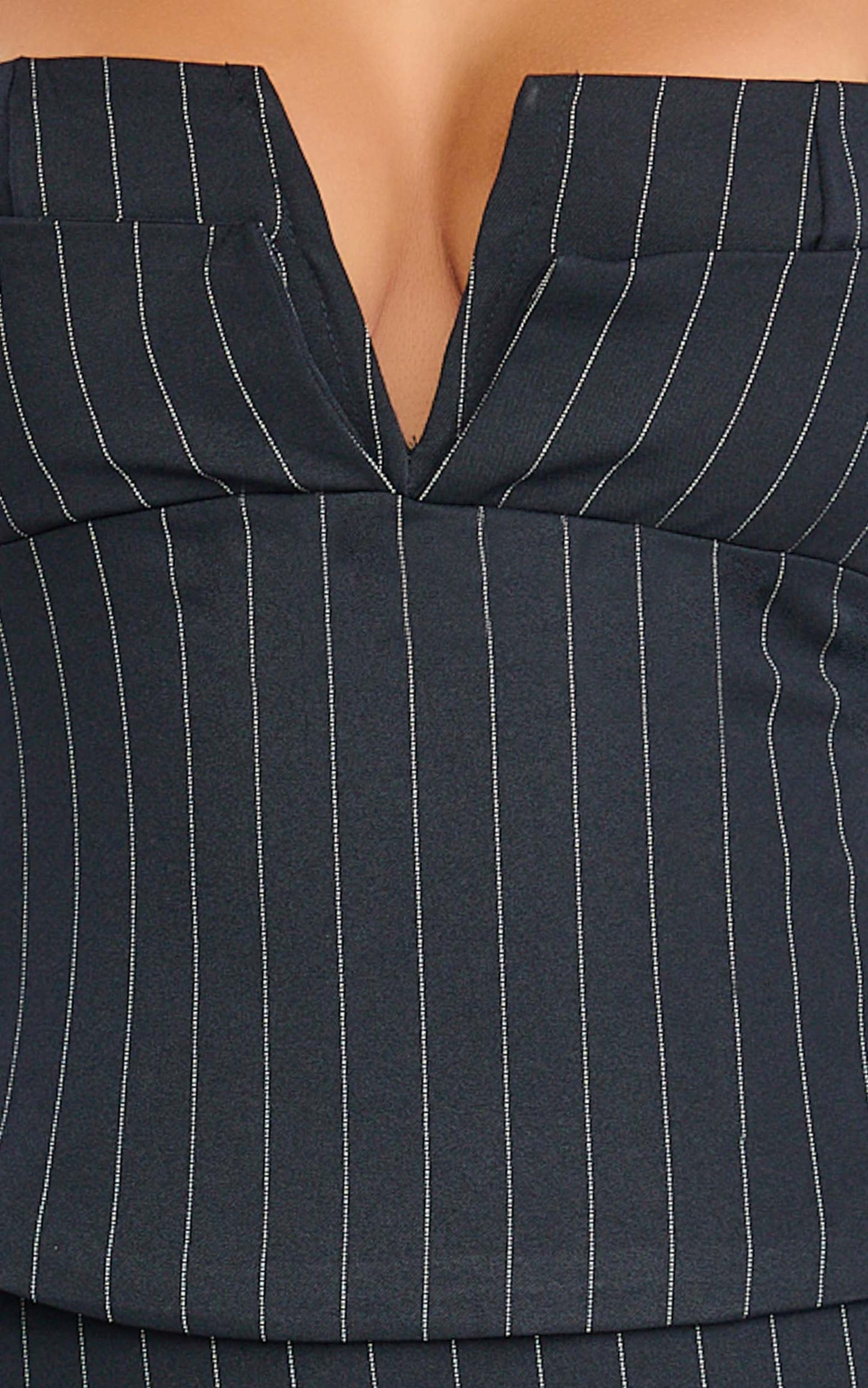 Georgie Top - Plunge V Neck Bustier Top in Dark Navy