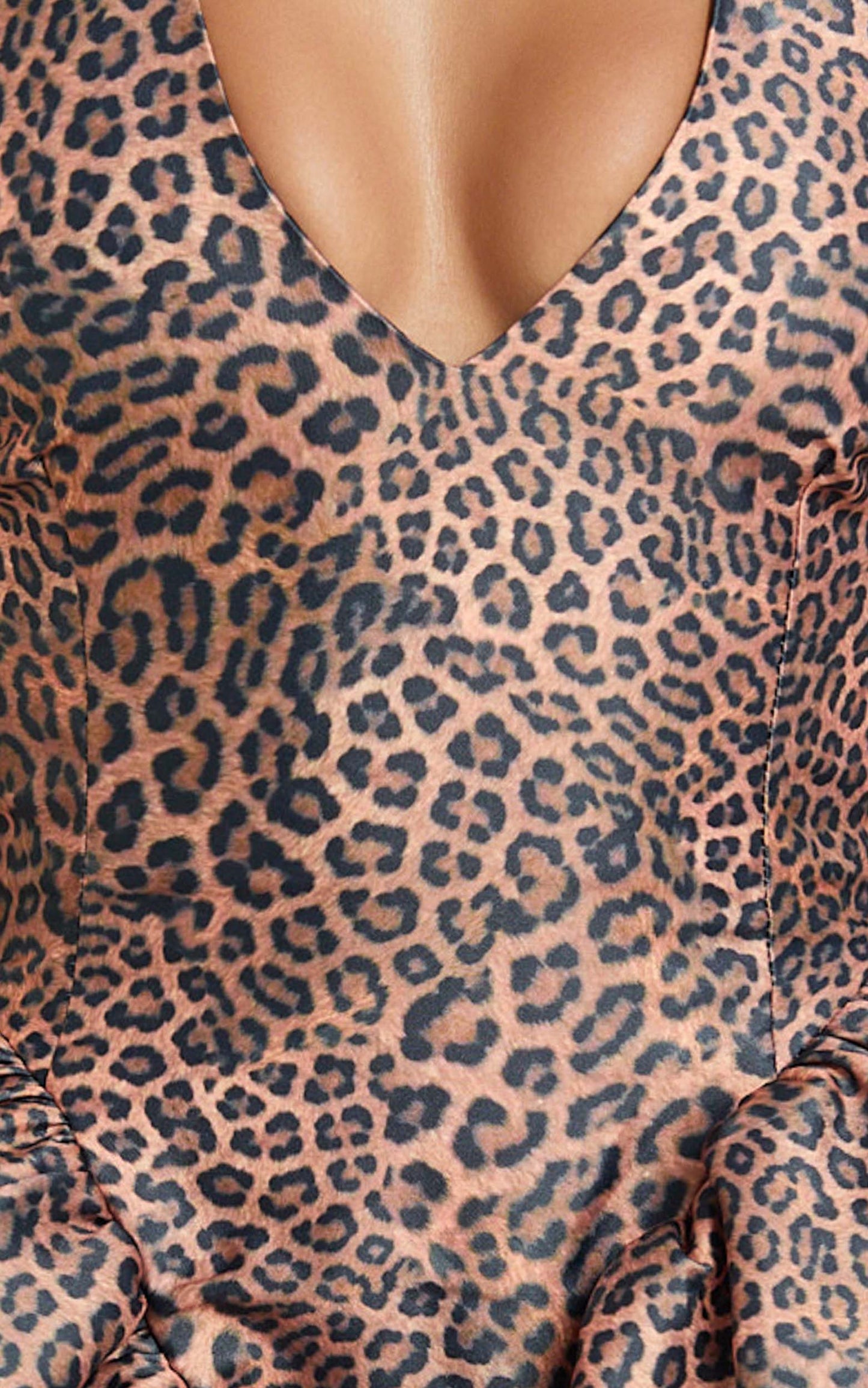 Georgine Mini Dress - Leopard Print Halter Deep V Fit And Flare Dress in Leopard Luxe