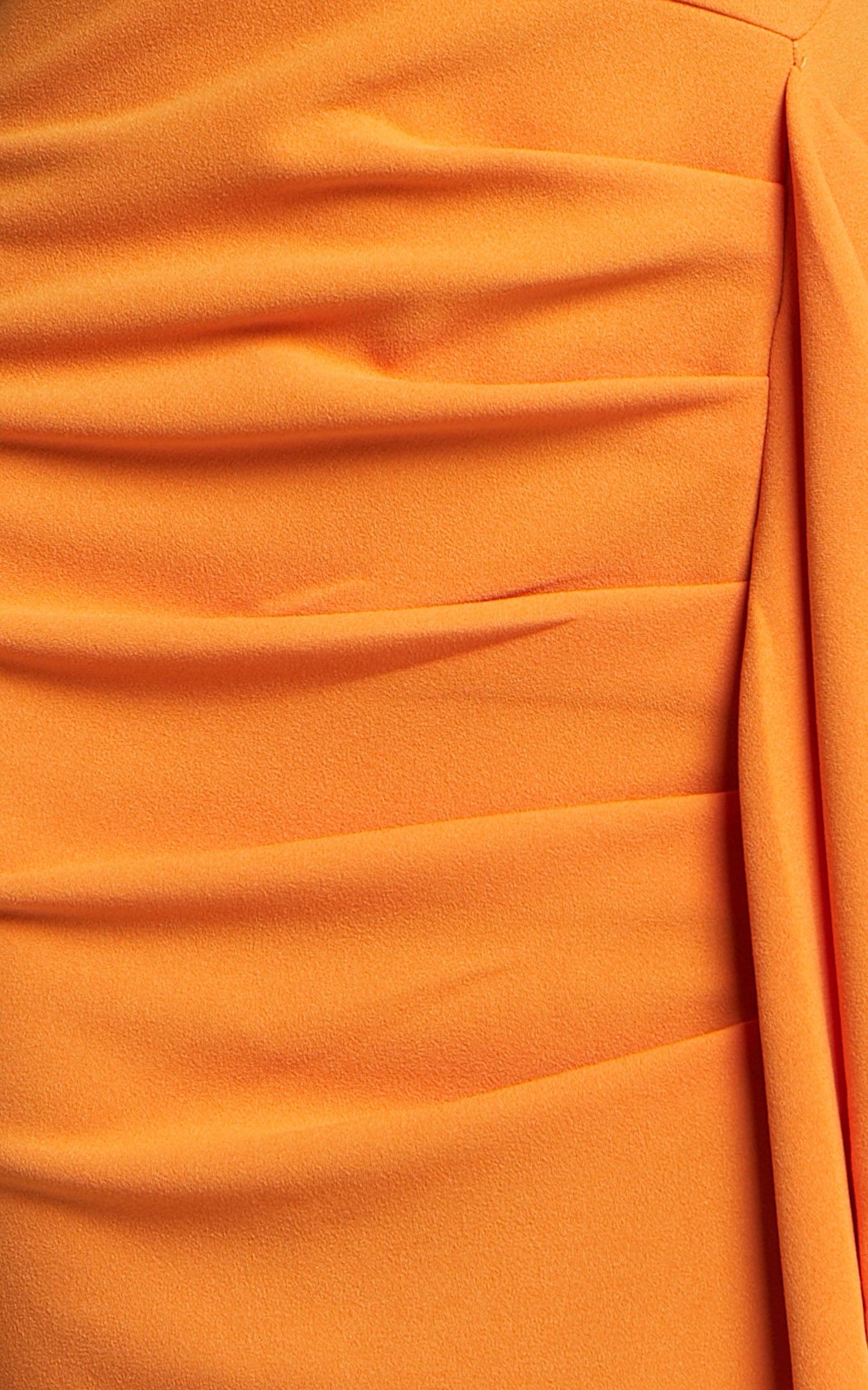 Ghamie Midi Dress - Strapless Ruffle Dress in Orange