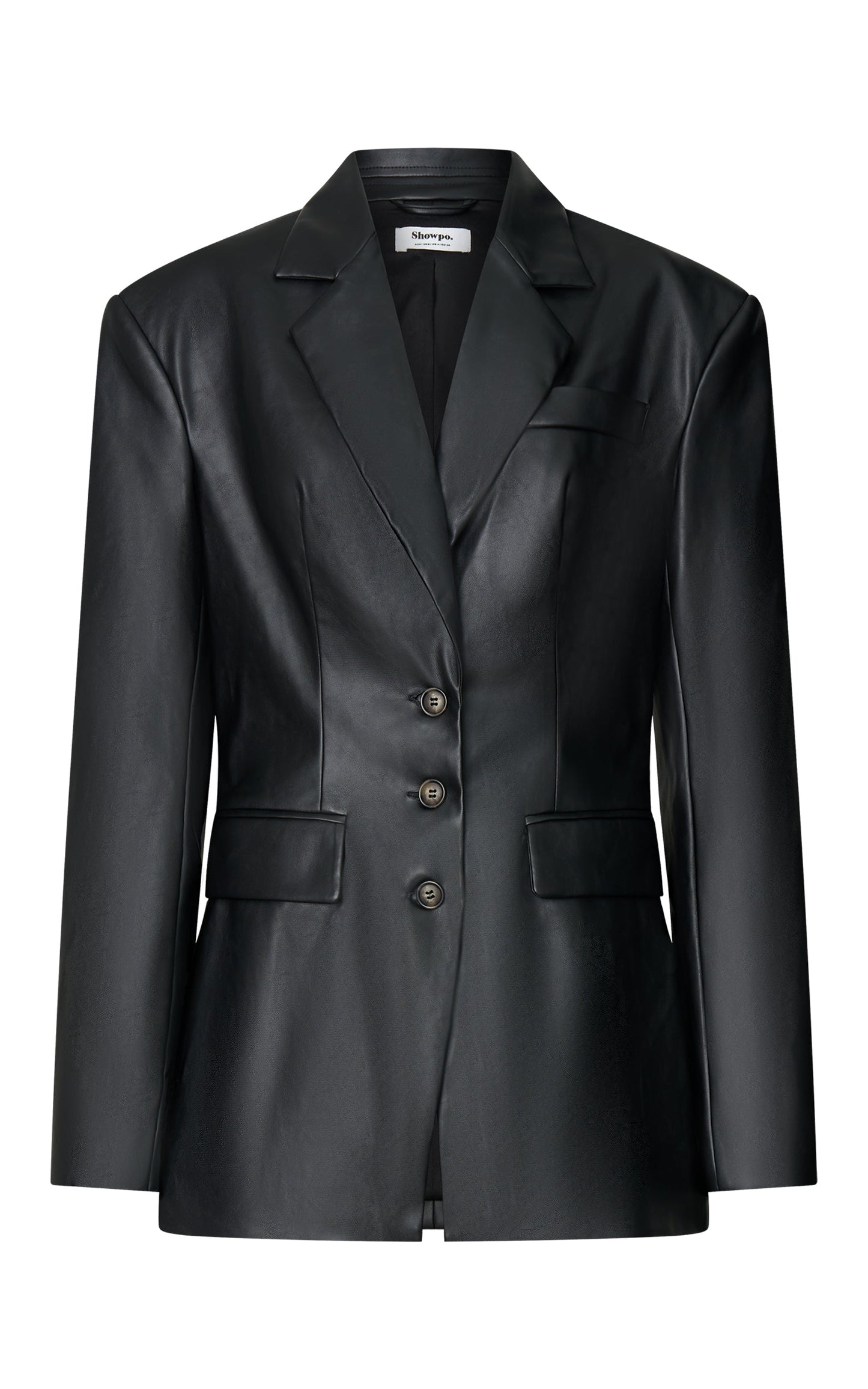 Prague Jacket - Two Button PU Blazer in Black