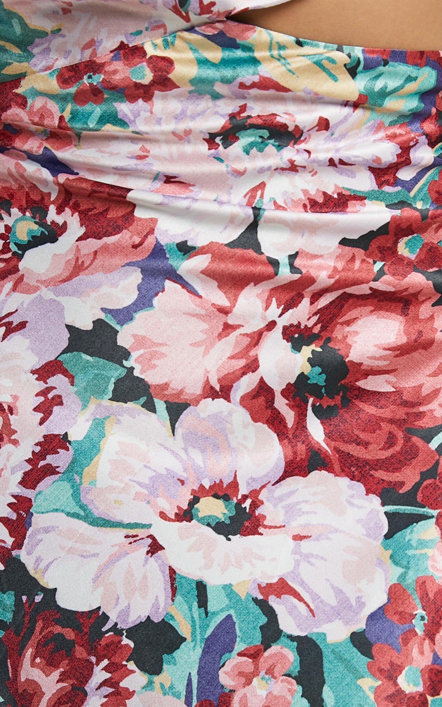 Glaucus Midi Dress - One Shoulder Cut Out Dress in Amorous Floral