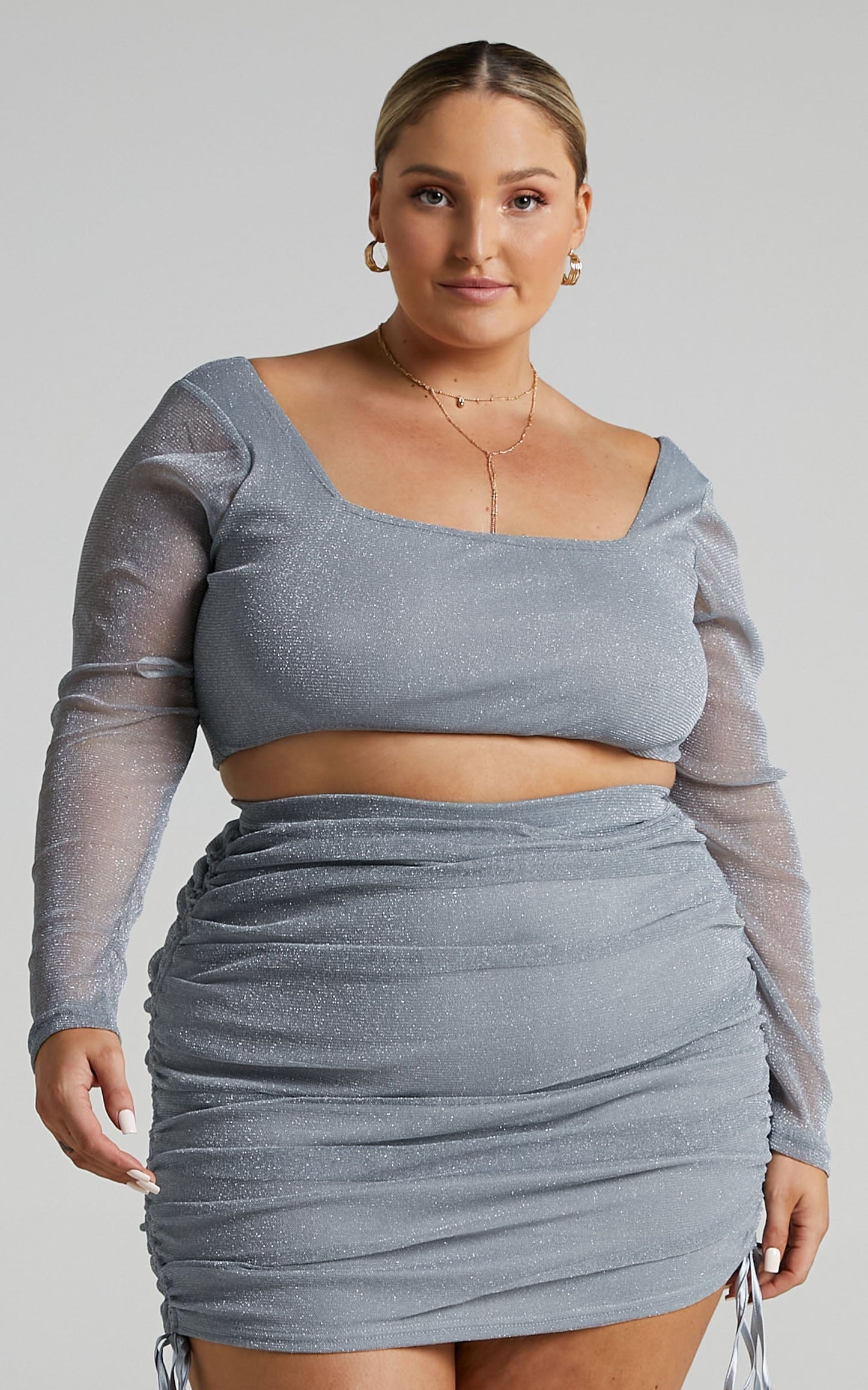 Glitter Two Piece Set in Silver