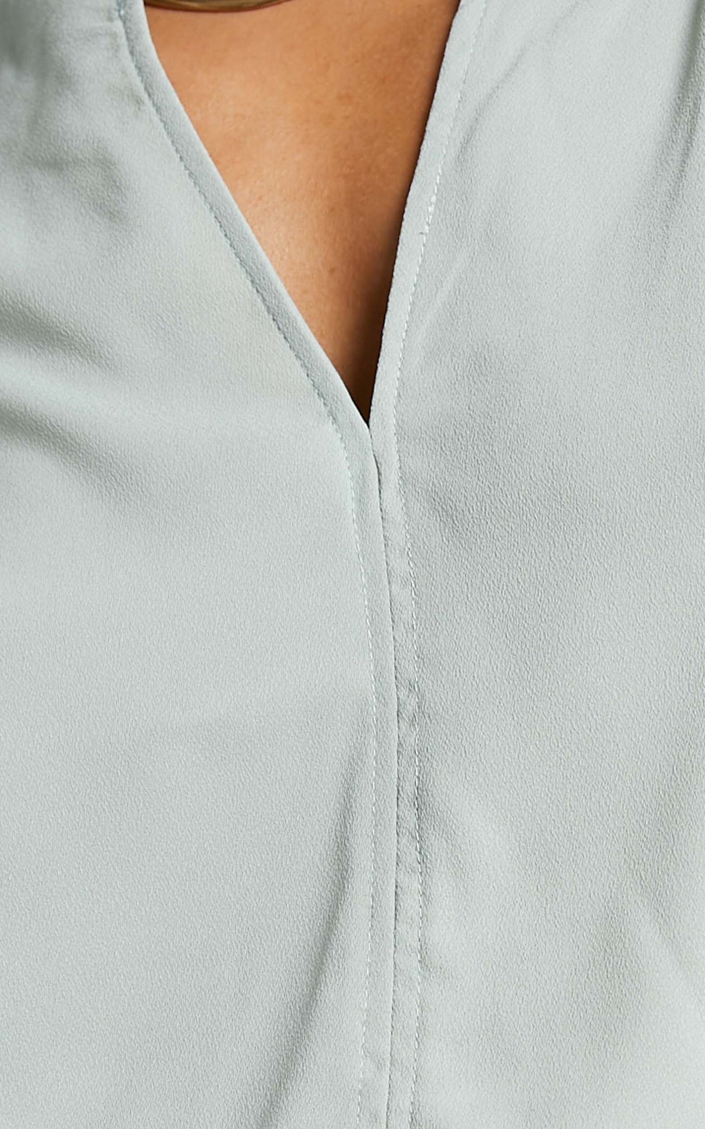 Grecila Blouse - V Neck Flutter Sleeve Blouse in Sage