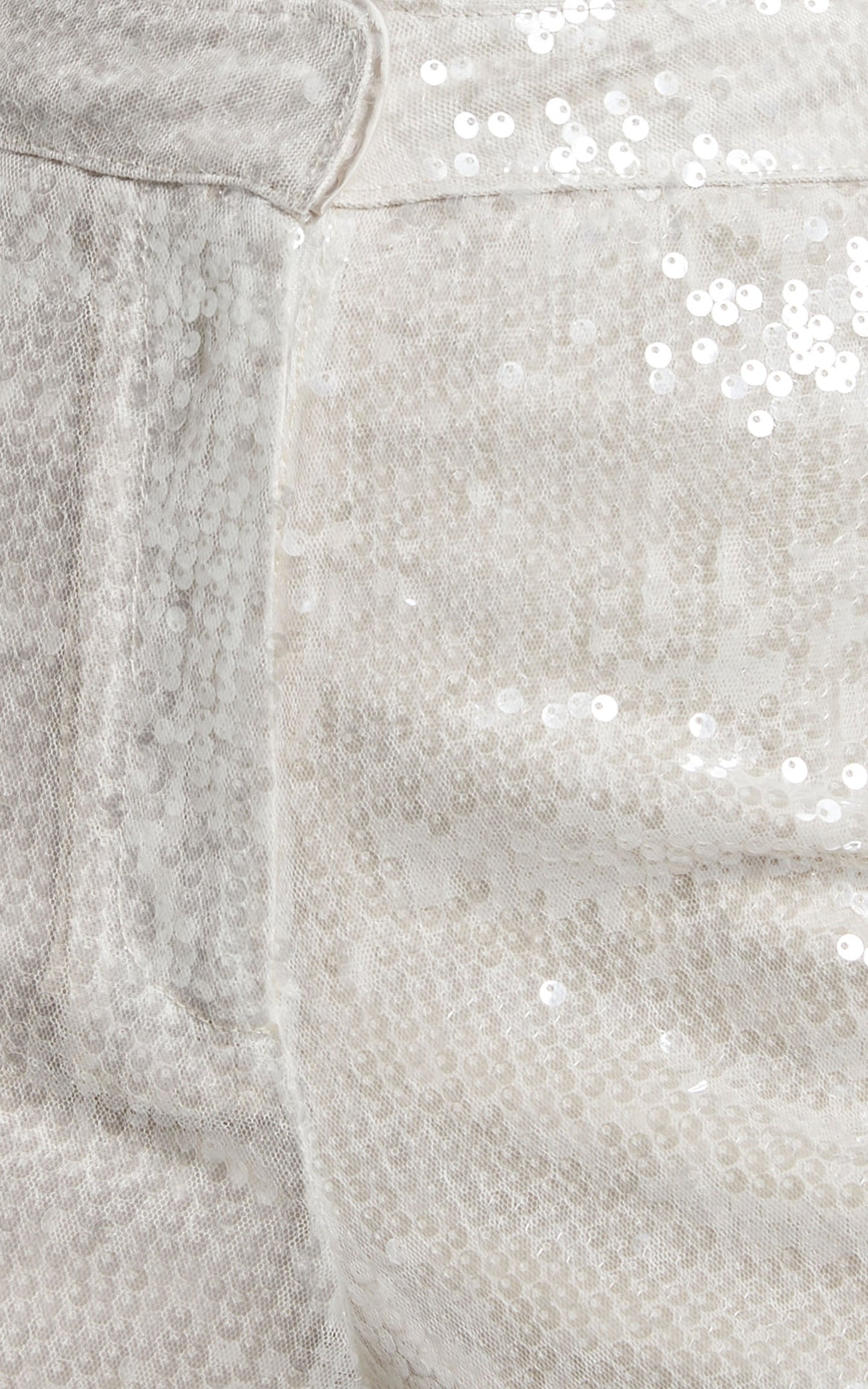 Gween - High Waisted Sheer Sequin Pant in White