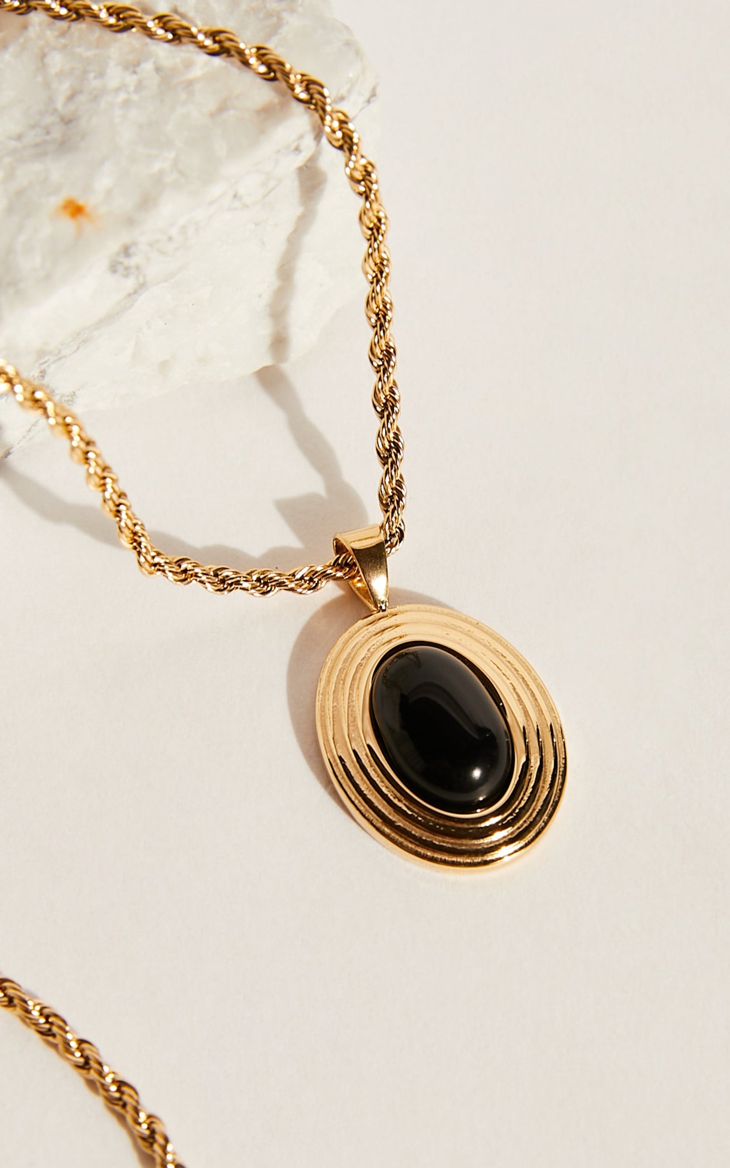 Harper Pendant Chain Necklace in Black and Gold