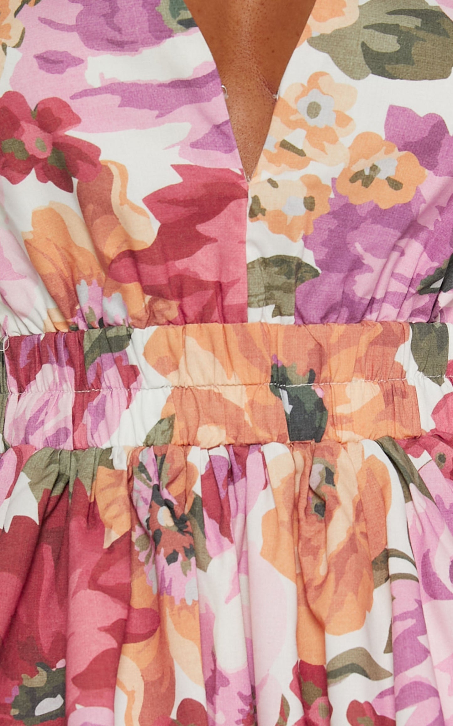 Hepburn Mini Dress - V Neck Tie Back Dress in Spring Floral