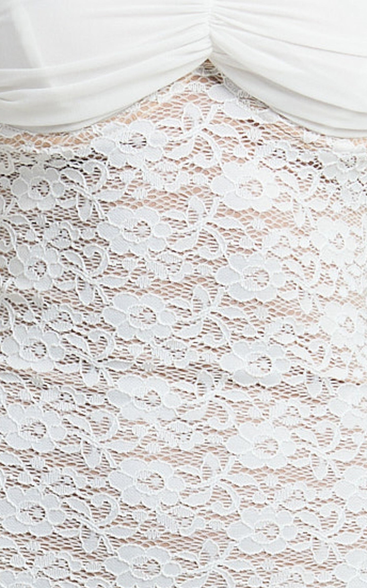 Herlyn Mini Dress - Contrast Bust Lace Bodycon Dress in White