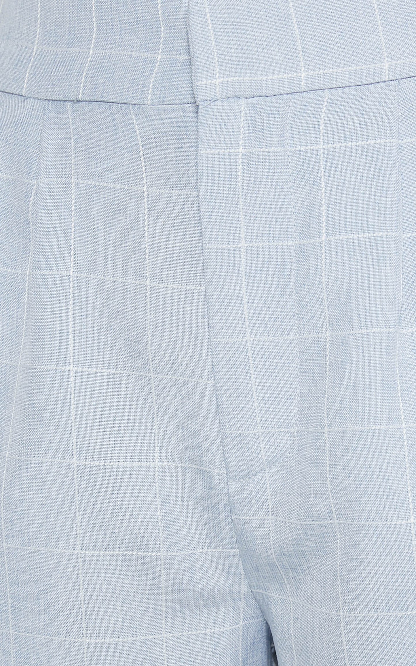 Hollie Tailored Pant - High Waisted Relaxed Straight Leg in Light Blue Check