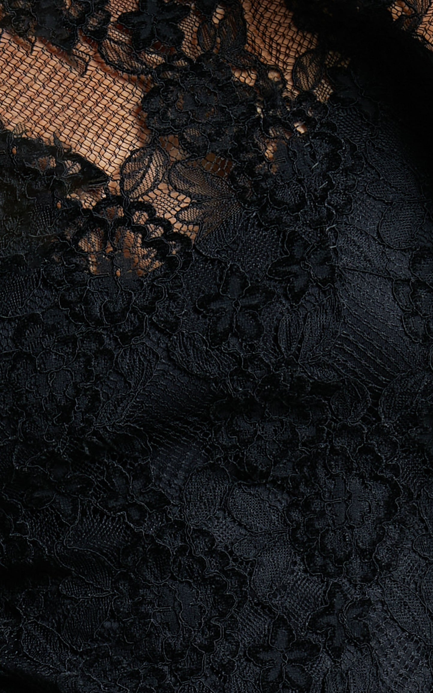 Iroshani Midi Dress - Long Sleeve Lace with Slip Dress in Black