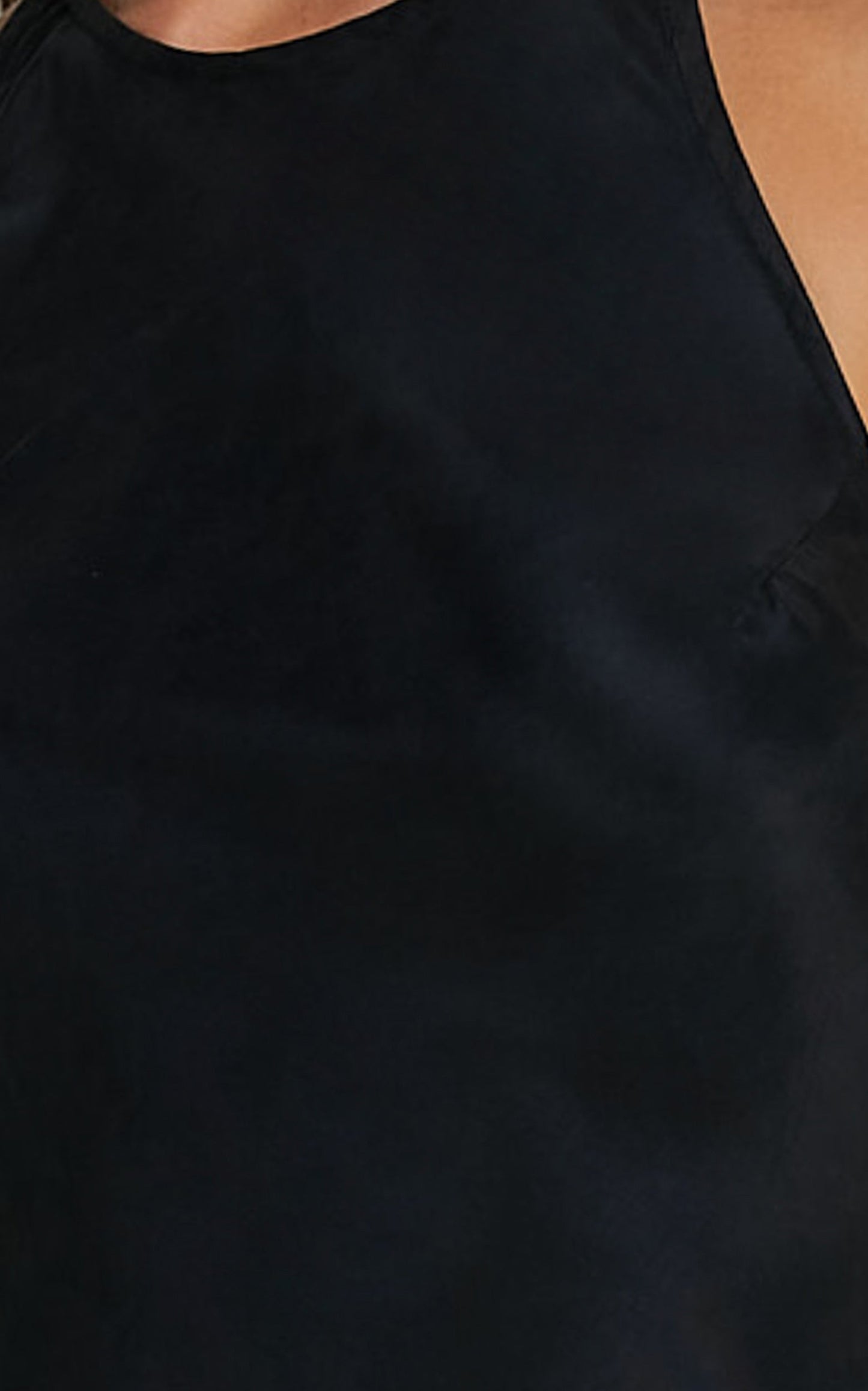 Irvine Midi Dress - Racer Neck Slip Dress in Black