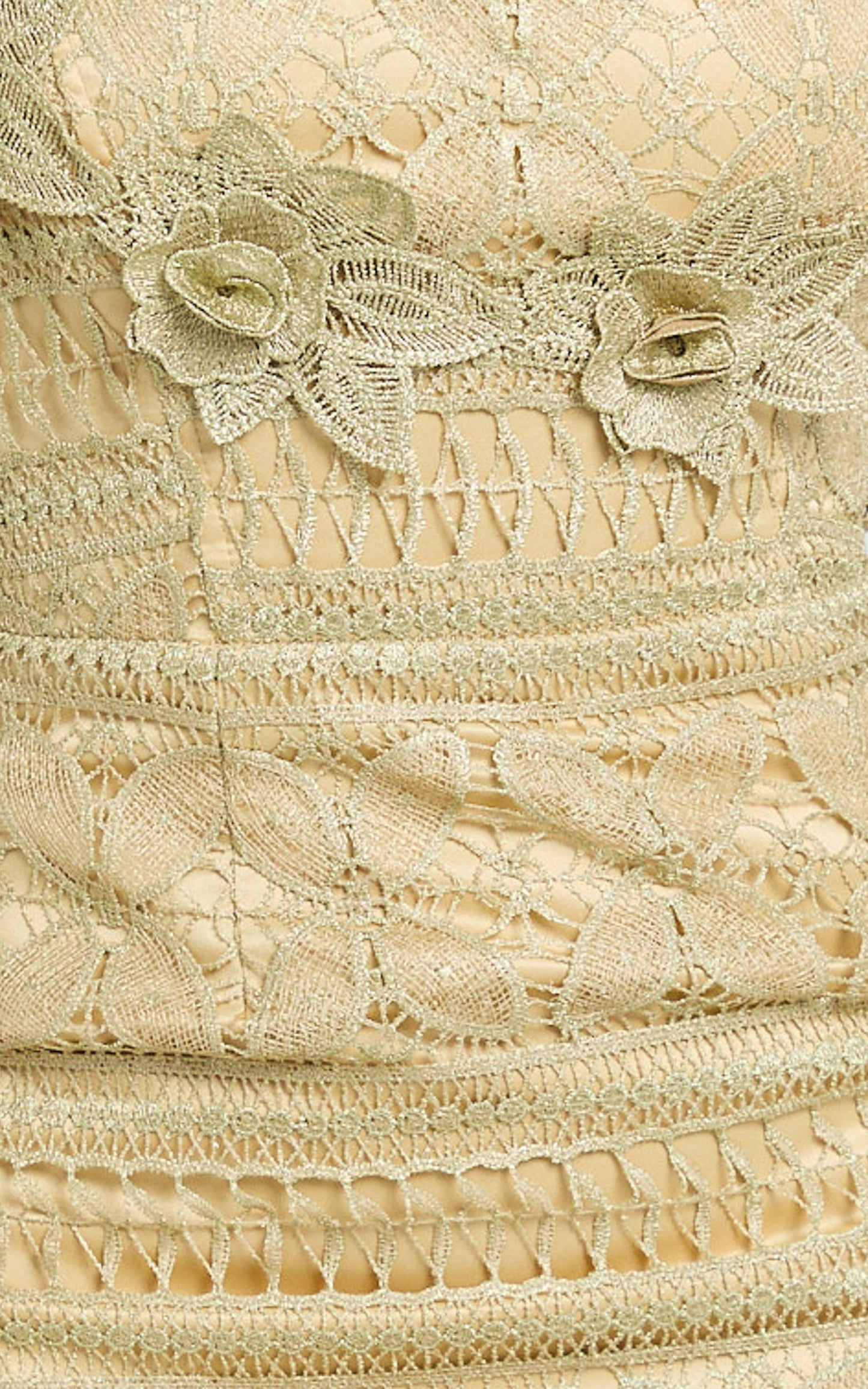 Jagger Mini Dress - Lace Scoop Neck Fitted Dress in Gold