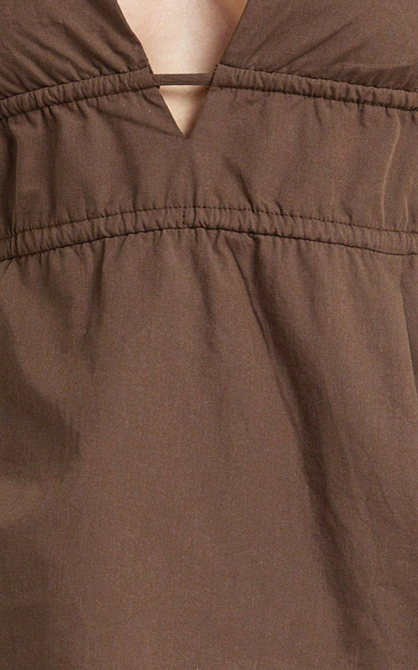Jameela Top - Halter Neck Tie Back Gathered Top in Chocolate