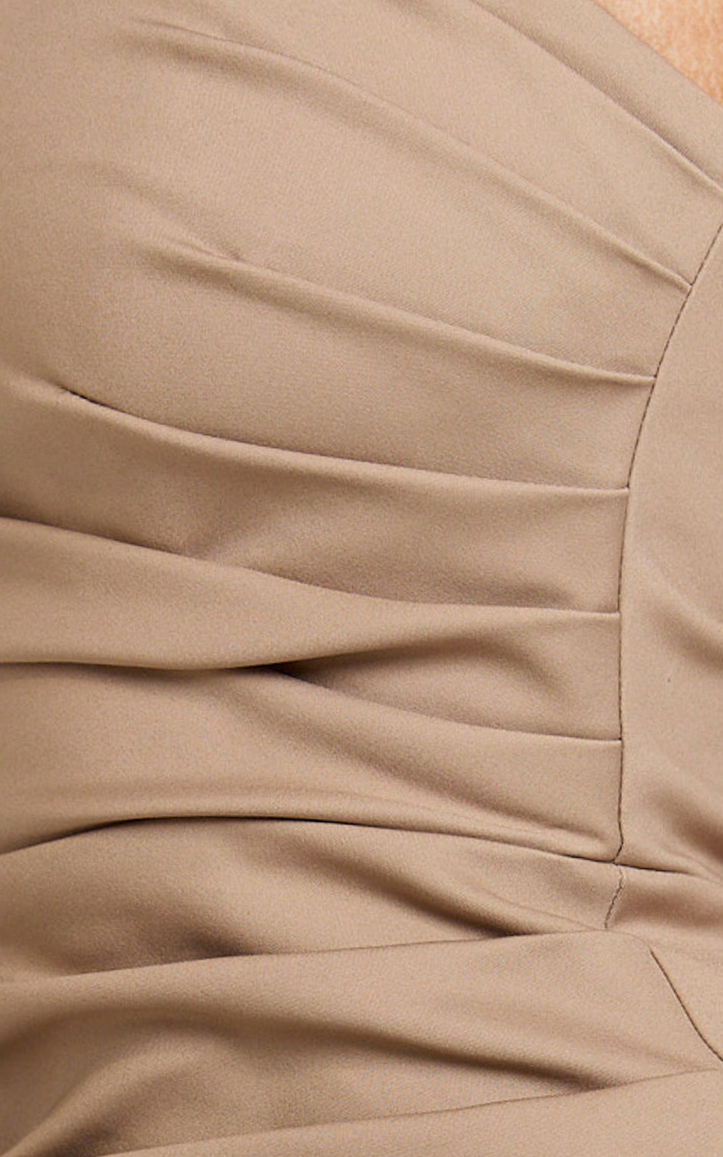 Jamie Midi Dress - Strapless Ruched Fitted Column Dress in Mocha