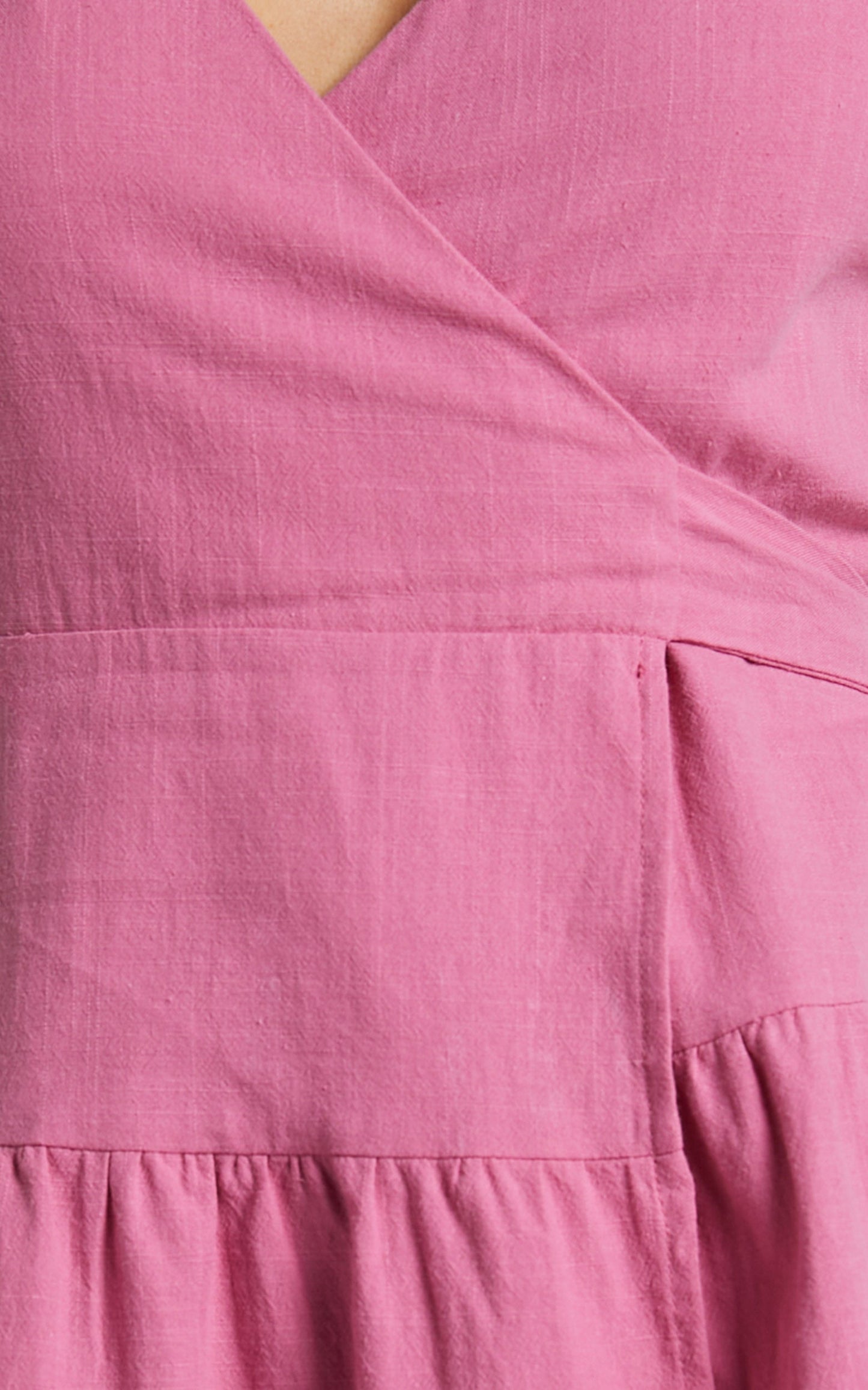 Janiellay Mini Dress - Short Puff Sleeve Wrap Dress in Pink