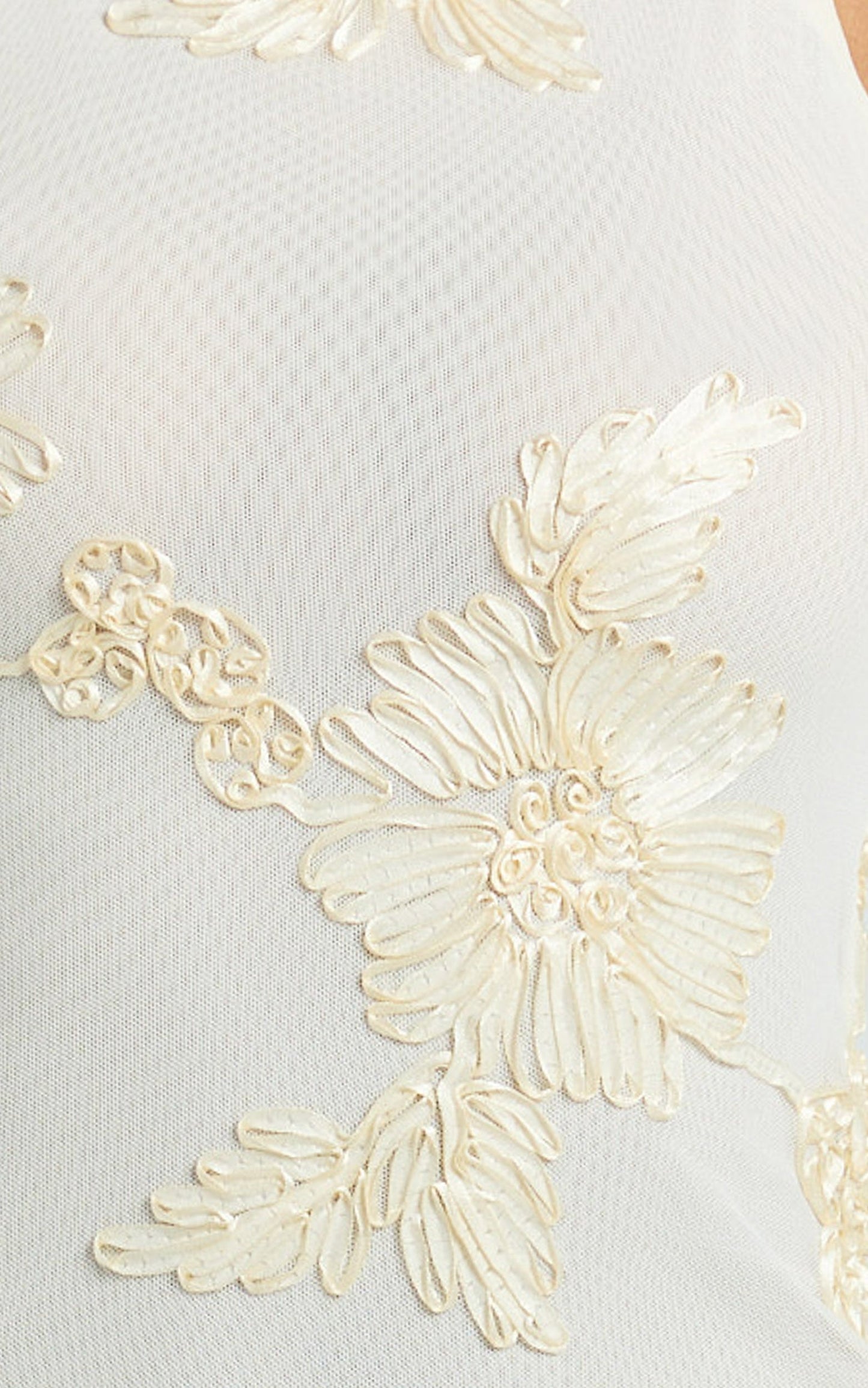 Jelena Mini Dress - Embroidered Floral Boat Neck Bodycon Dress in Lemon