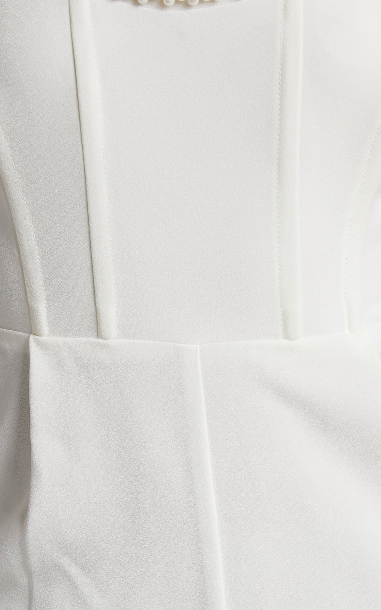 Jemmae Jumpsuit - Pearl Trim Strapless Wide Leg Jumpsuit in White