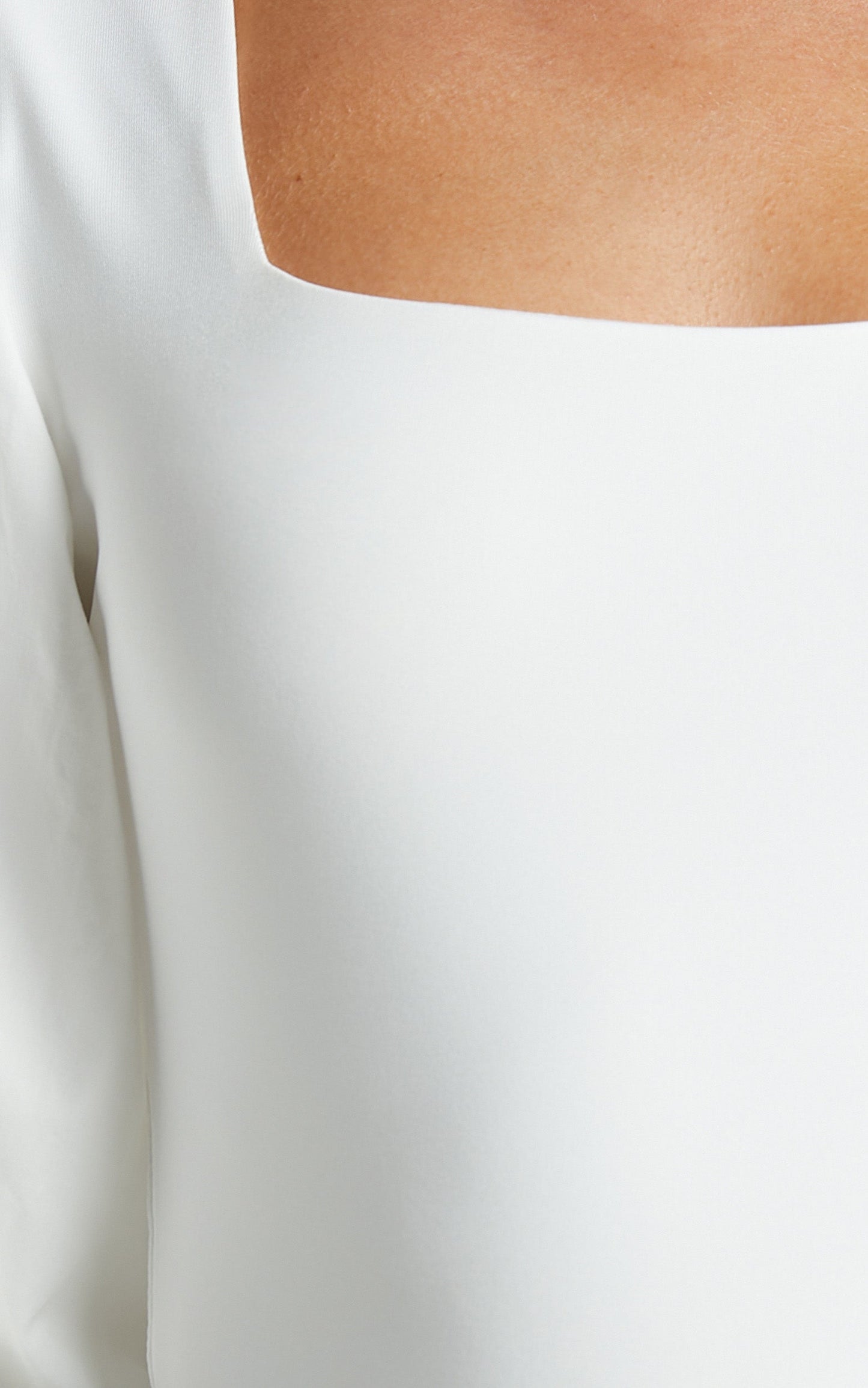 Jessica Bodysuit - Square Neck Short Bubble Sleeve Bodysuit in White
