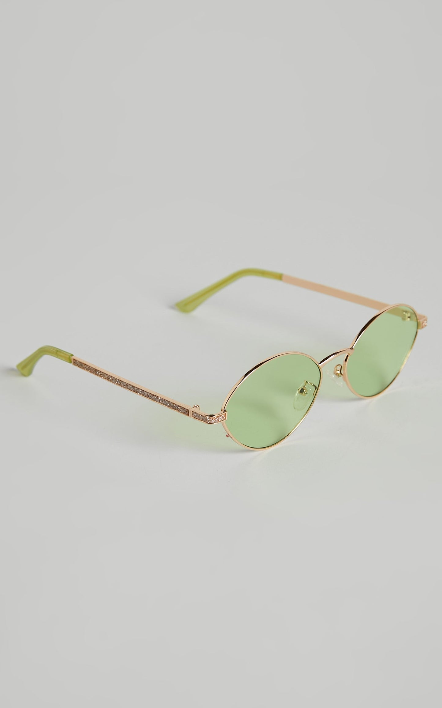 Jilyan Sunglasses - Retro Almond Oval Tinted Sunglasses in Lime