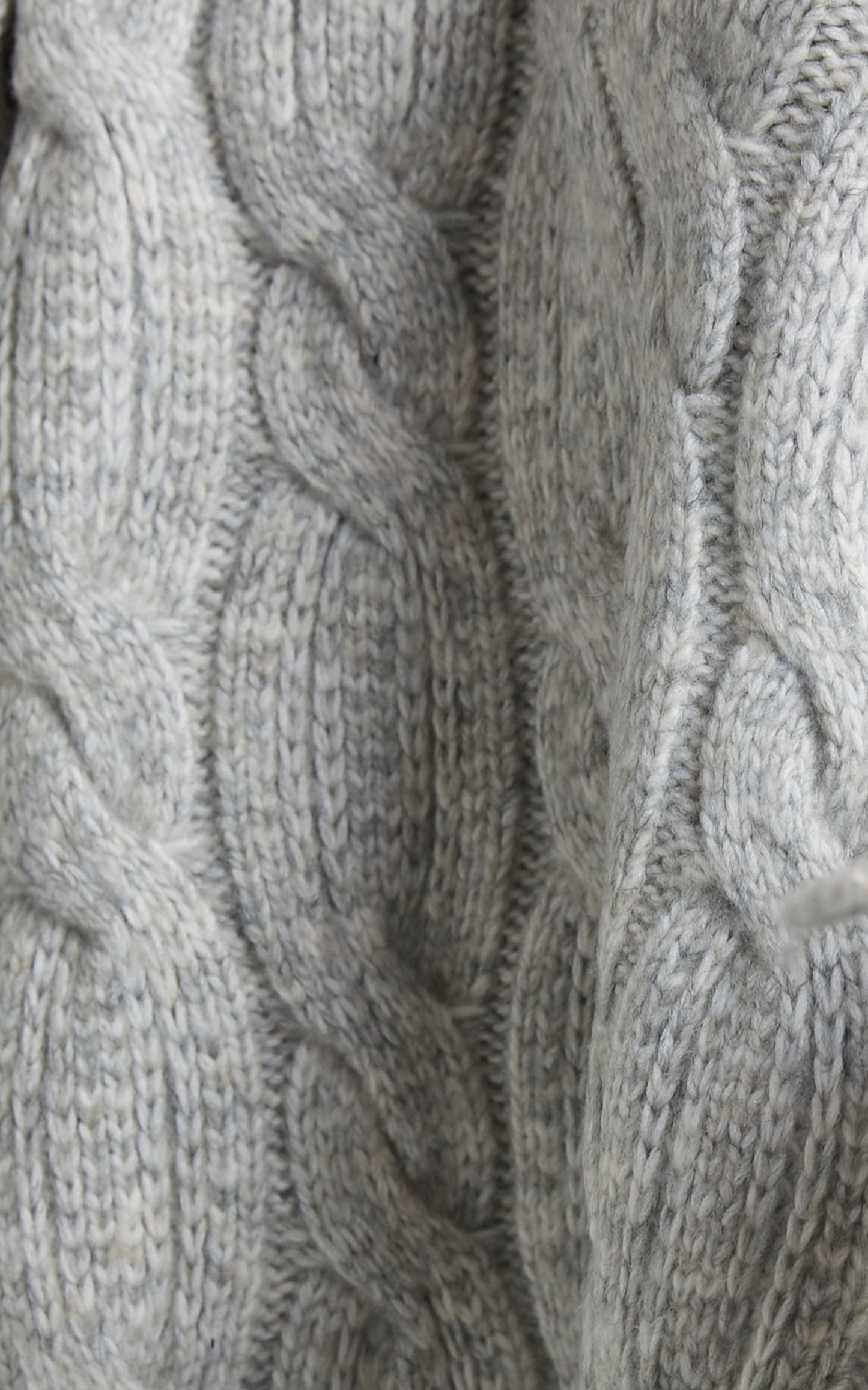 Josie Jumper - V Neck Oversized Cable Knit Jumper in Grey Marle