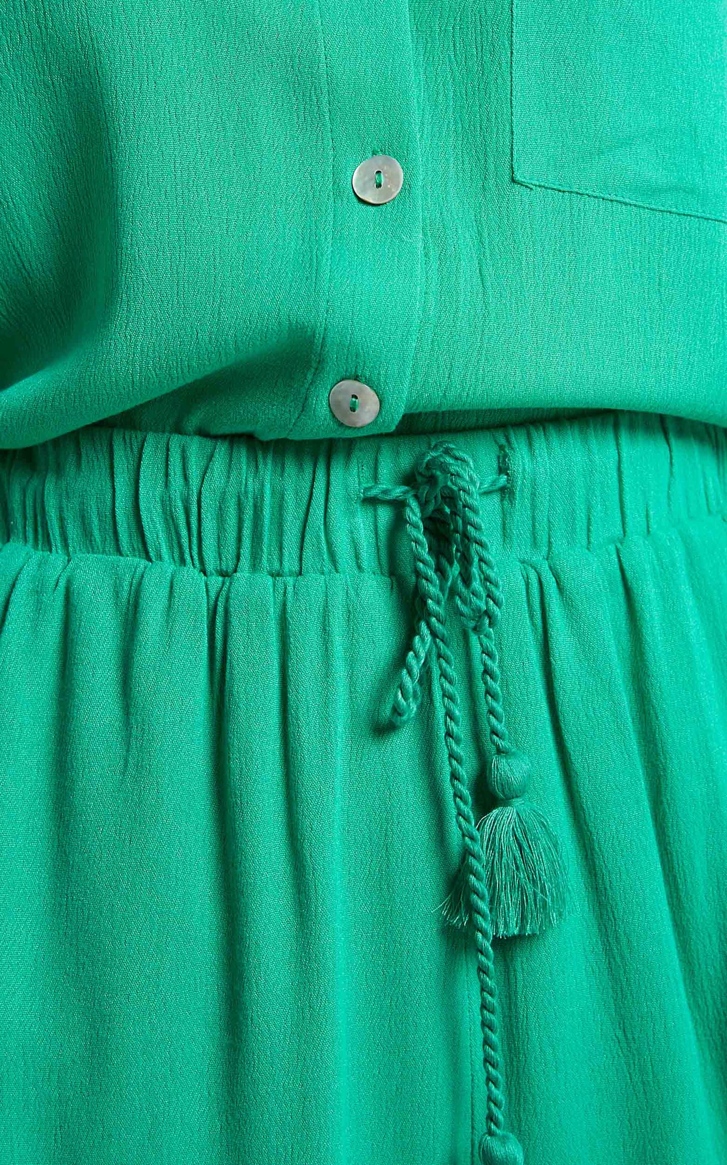 Jubilee Two Piece Set - Button Up Shirt and Shorts Set in Jade