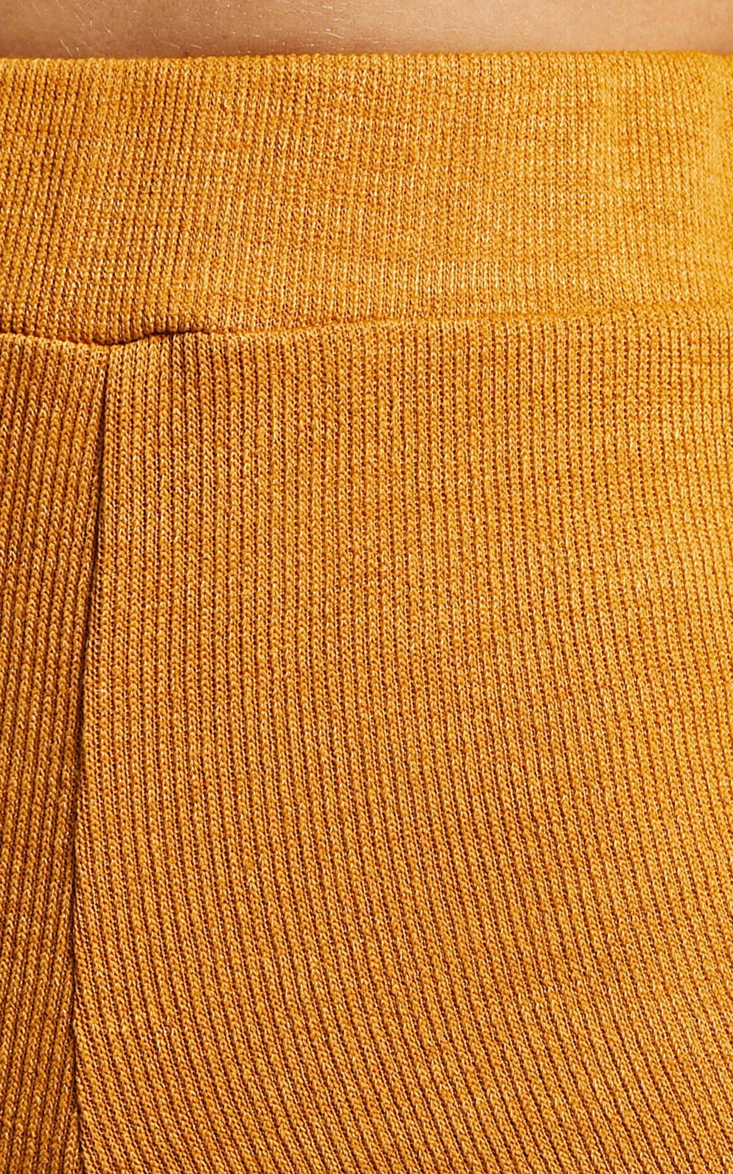 Juliann Knit Two Piece Pant Set with Crop Top in Marigold